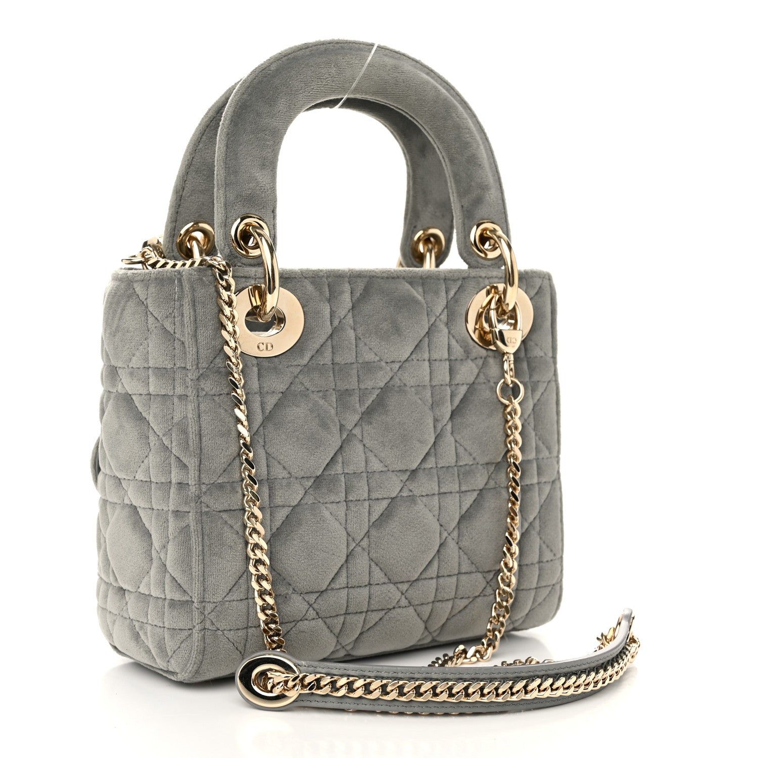 Christian Dior Velvet Mini Lady Dior Gray 3 of 10