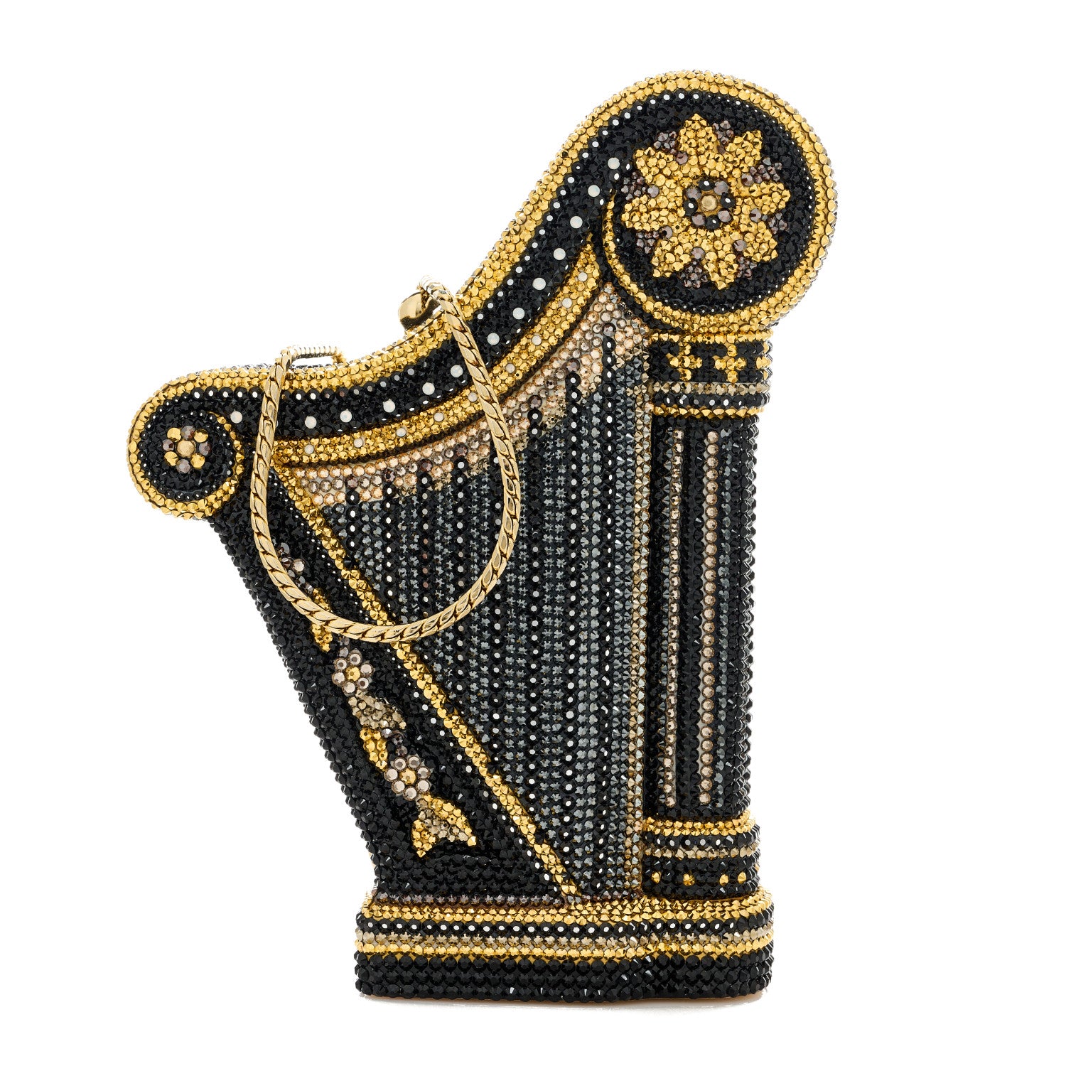 Judith Leiber Swarovski Crystal Carnegie Hall Harp Minaudiere Clutch Gold Multicolor 1 of 12