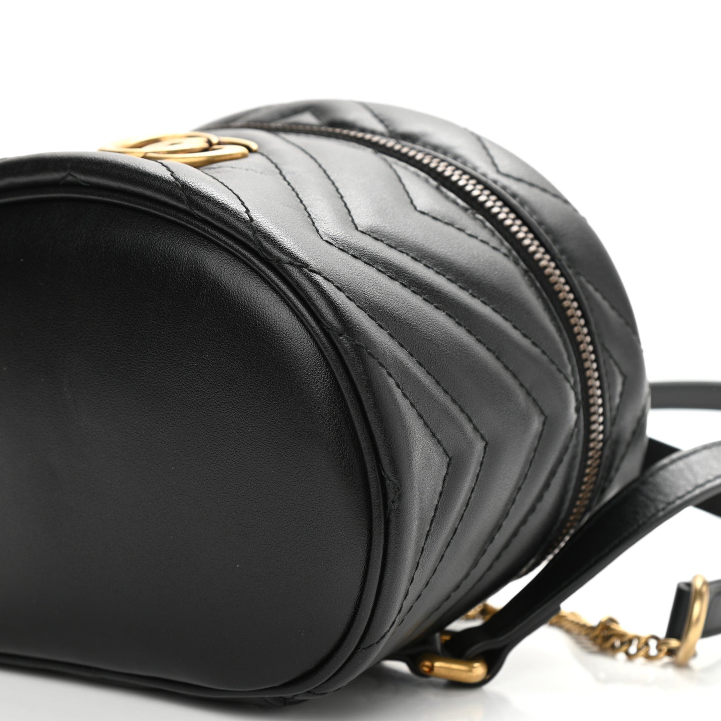 Calfskin Matelasse Mini GG Marmont Round Backpack Black