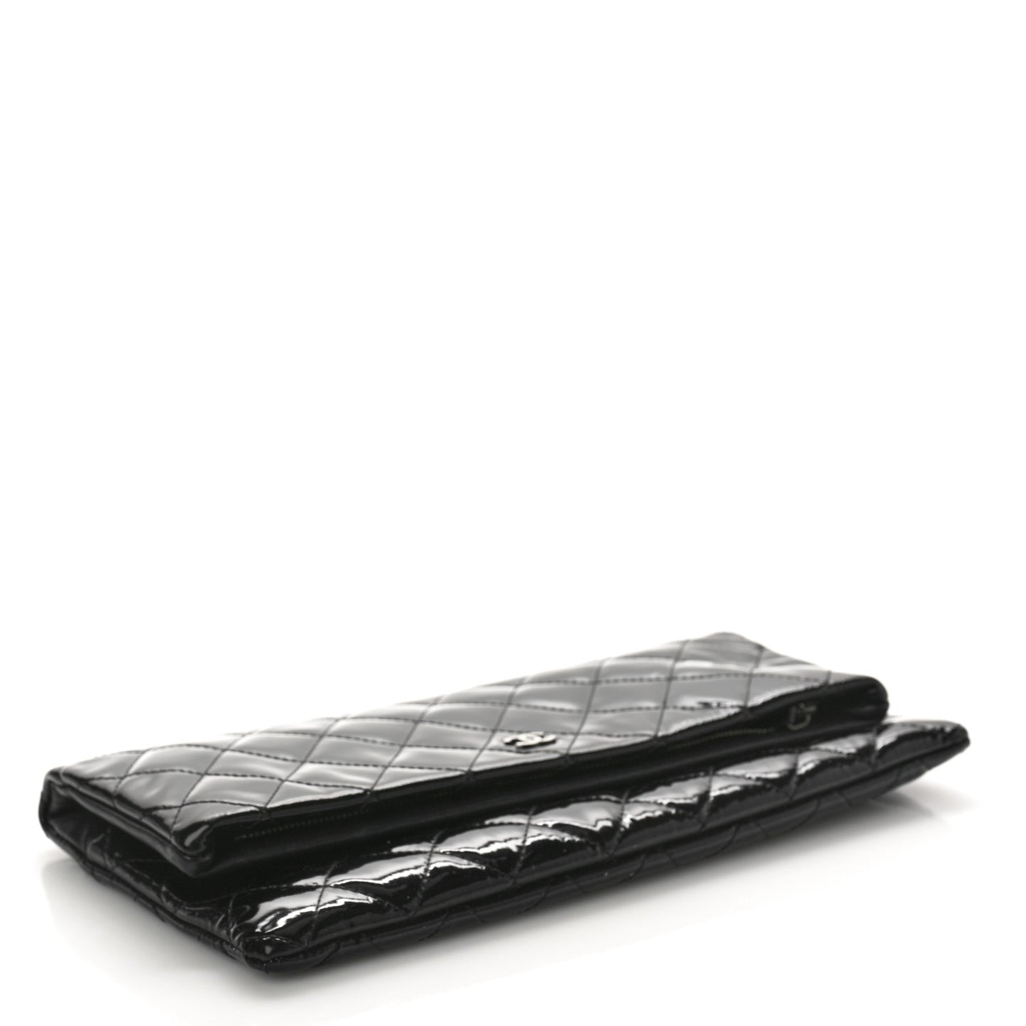 Patent Calfskin Quilted Beauty CC Clutch Black