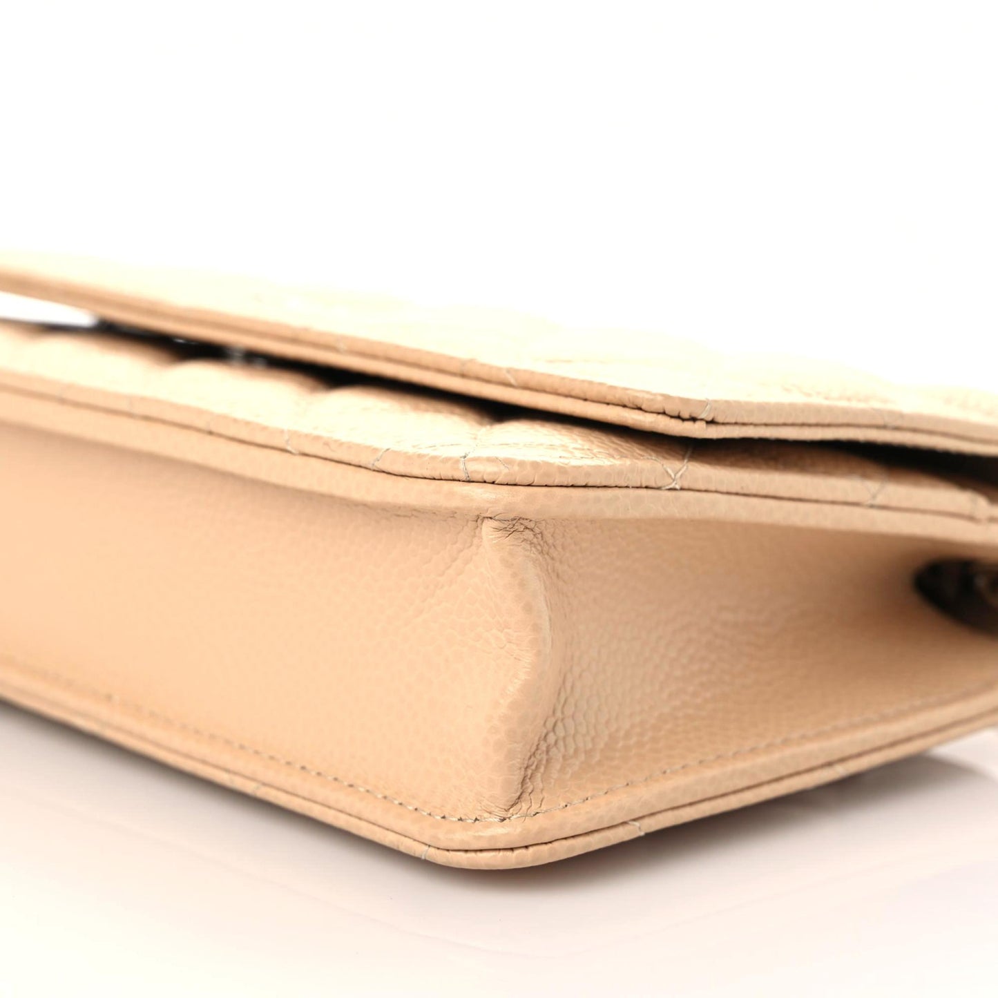 Caviar Quilted Wallet On Chain WOC Beige