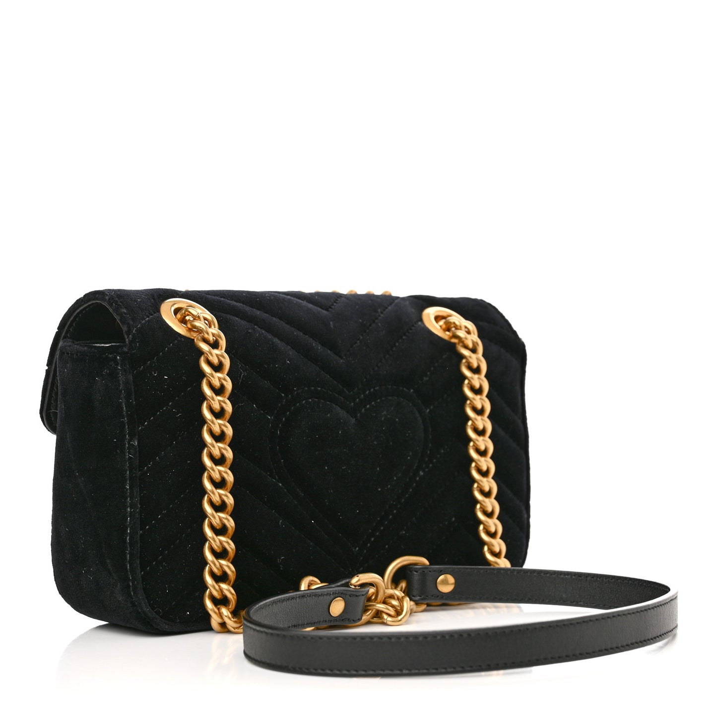 Velvet Matelasse Mini GG Marmont Shoulder Bag Black