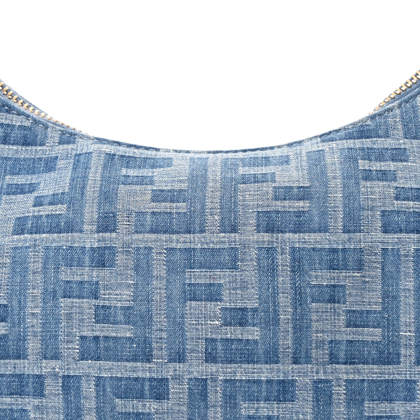 Denim Vitello Grace Mirror Logo Small Fendigraphy Hobo Bag Denim Sand
