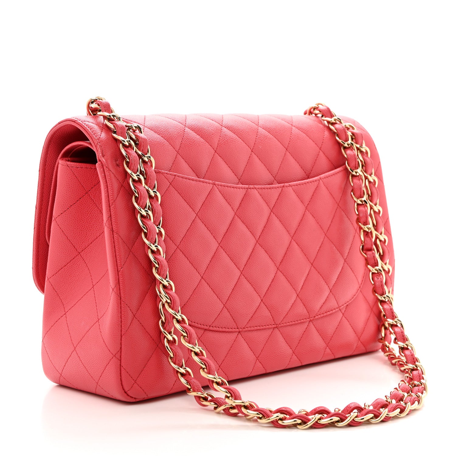 Chanel Shiny Caviar Quilted Jumbo Double Flap Dark Pink 2 of 9