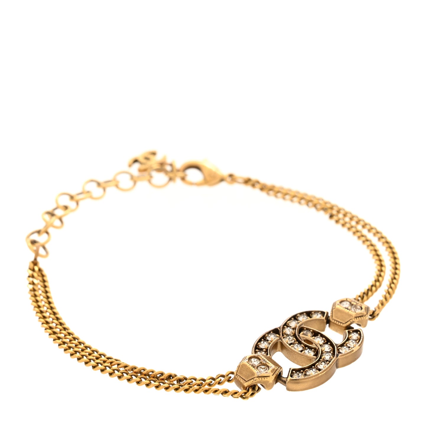 Crystal CC Chain Link Bracelet Aged Gold