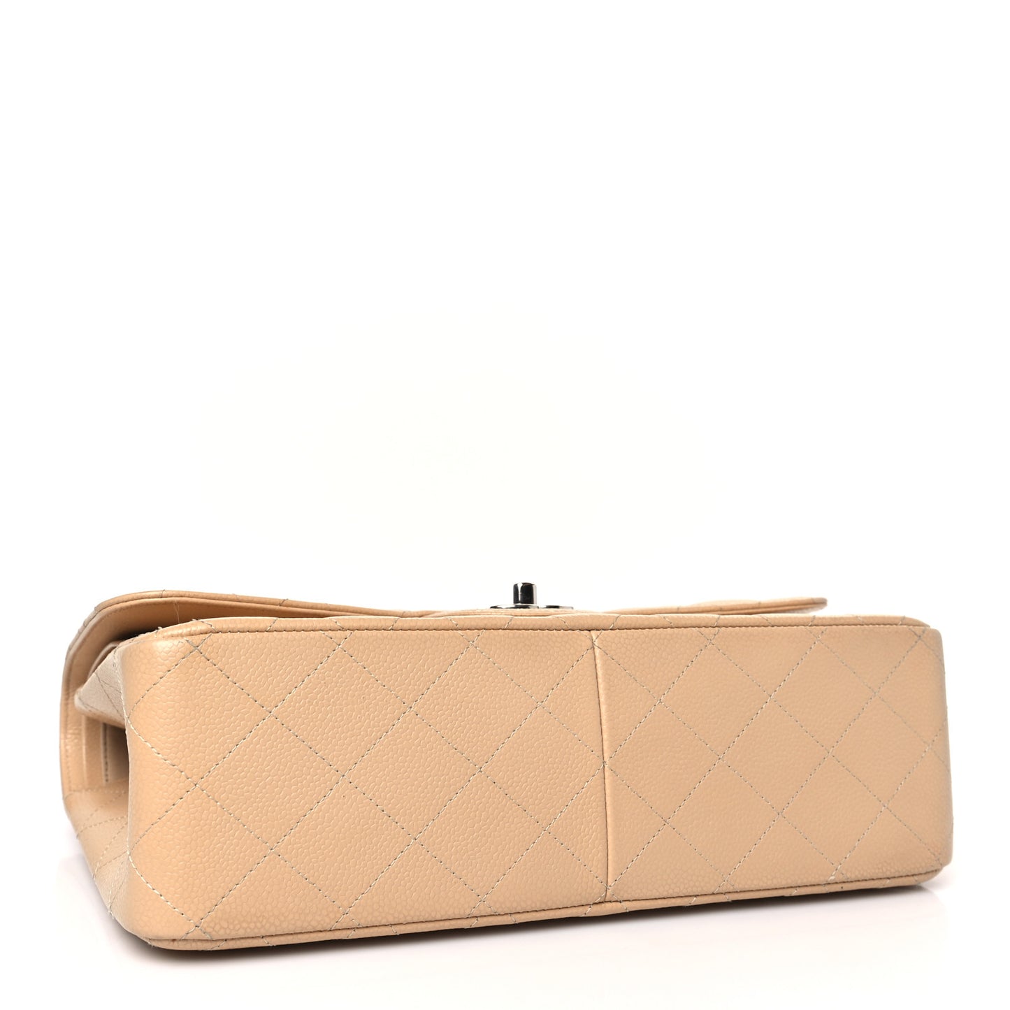 Caviar Quilted Jumbo Double Flap Beige Clair