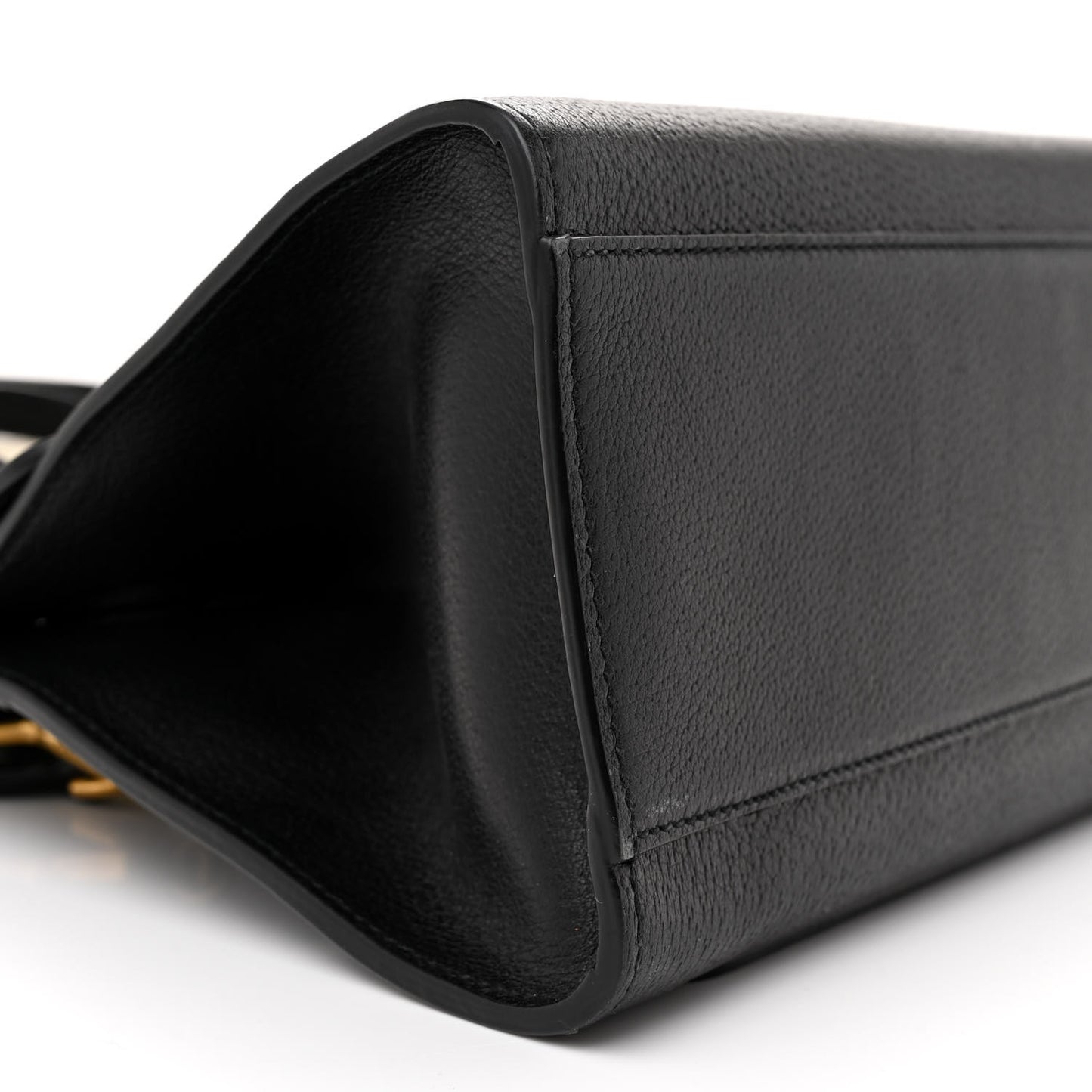 Grained Calfskin Web Crystal Butterfly Stripe Medium Totem Top Handle Bag Black