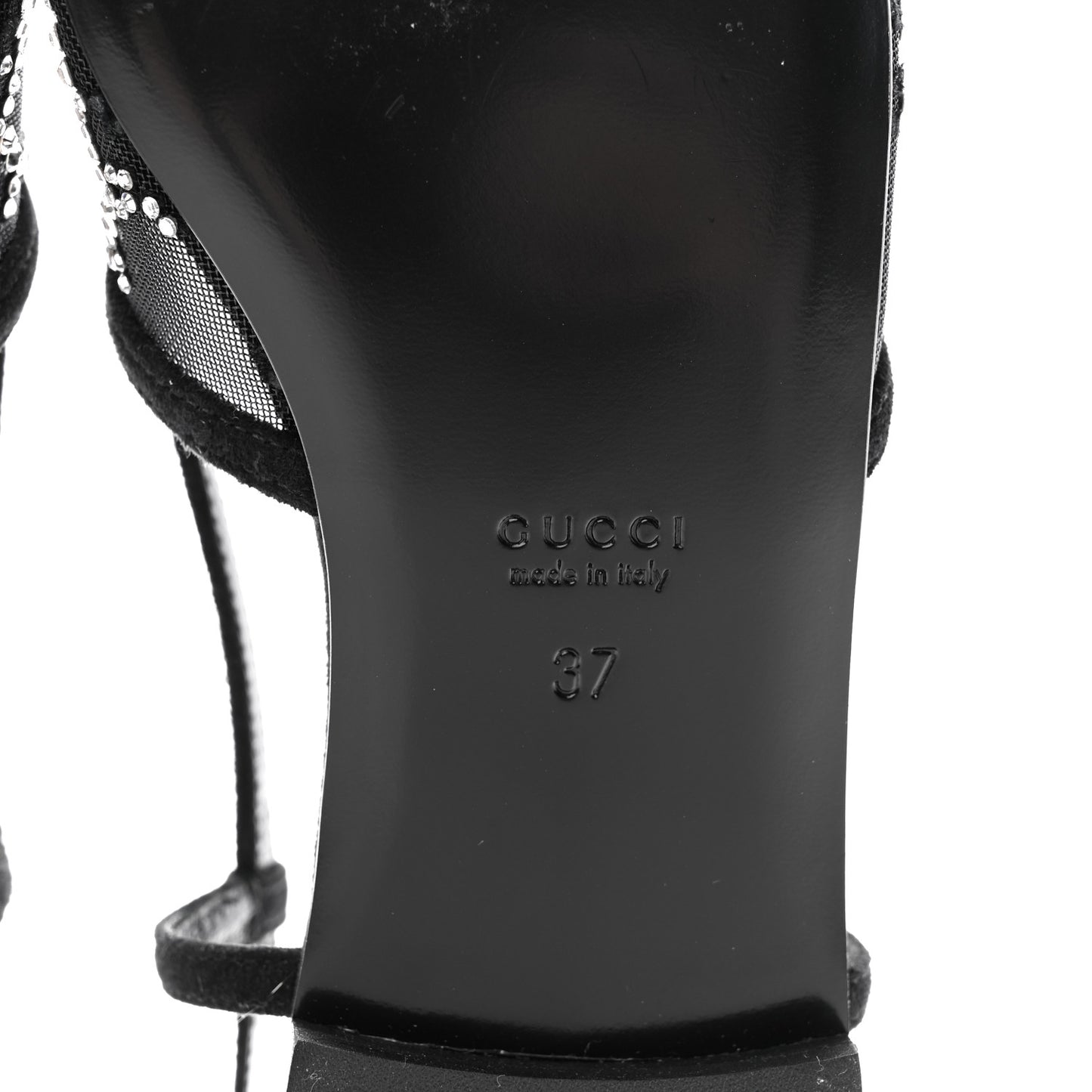 Tela Retino Kid Scamosciato Crystal GG Monogram Square Demi Ballet Flats 37 Black