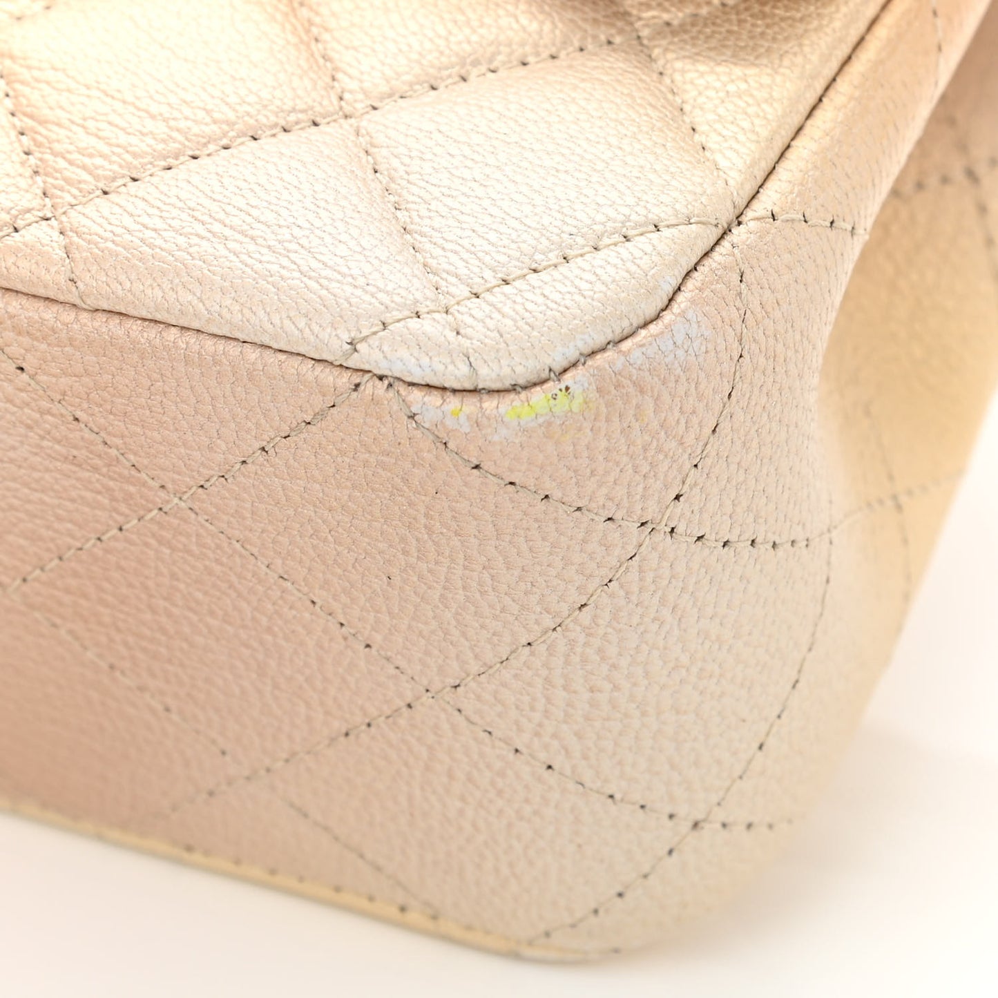 Metallic Goatskin Quilted Ombre Medium Double Flap Gold