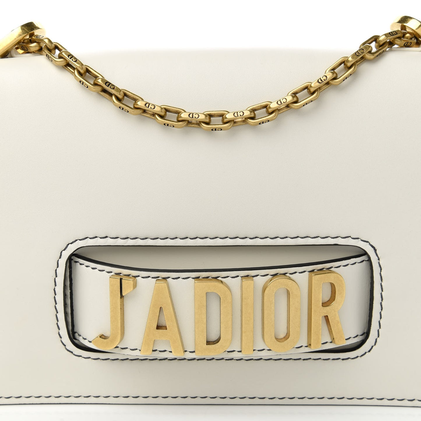 Calfskin J'Adior Chain Flap Bag Off White