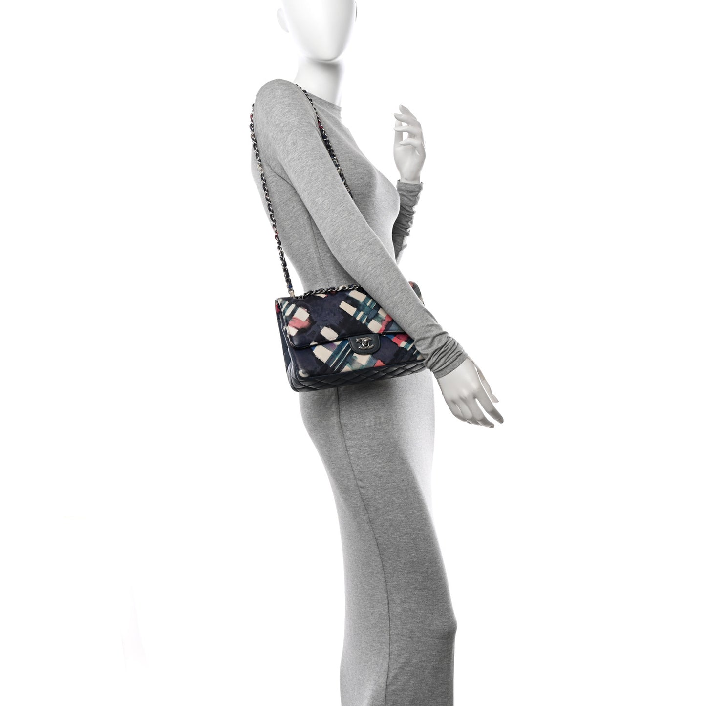 Lambskin Airline Printed Medium Double Flap Blue Multicolor