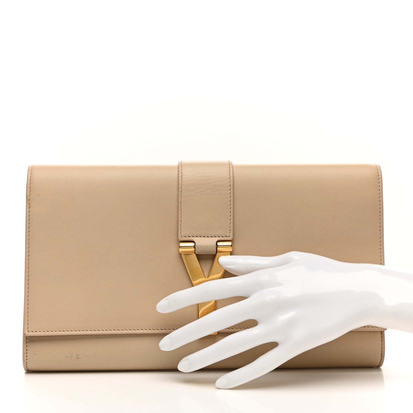Calfskin Classic Y Ligne Clutch Light Beige