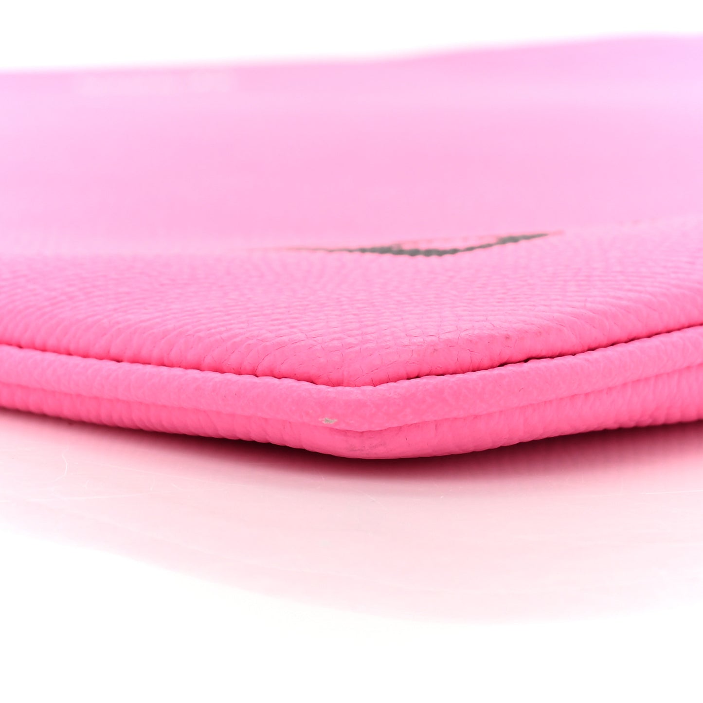 Calfskin Logo Large Zip Pouch Acid Pink