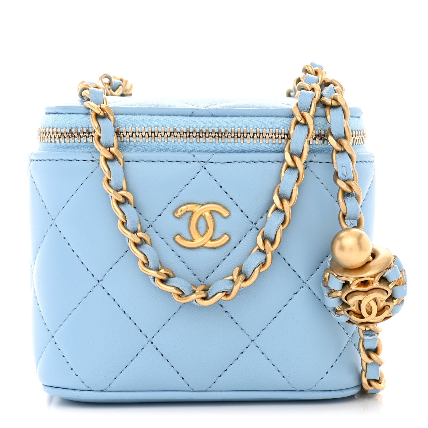 Chanel Lambskin Quilted Pearl Crush Mini Vanity Case With Chain