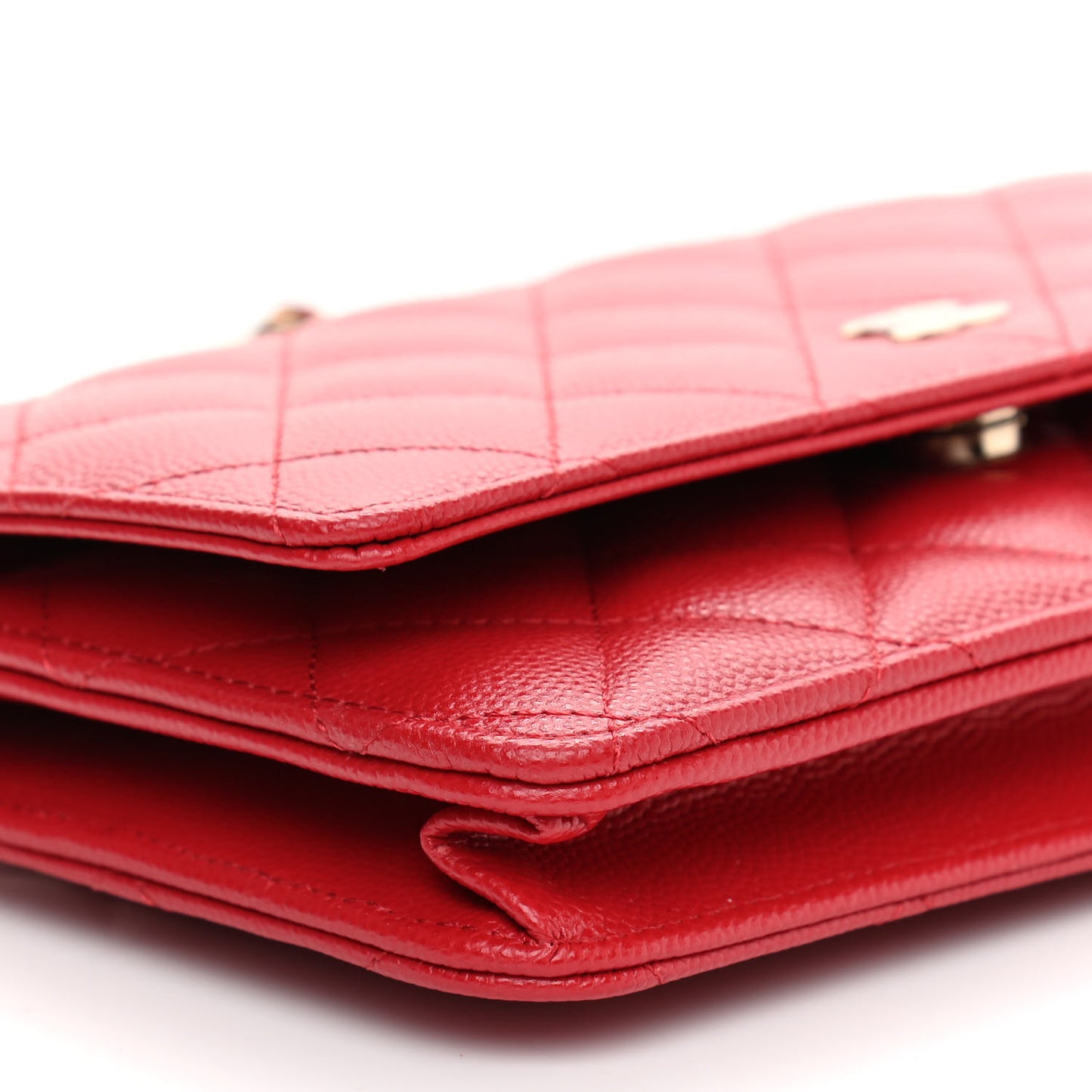 Caviar Quilted Wallet On Chain WOC Red