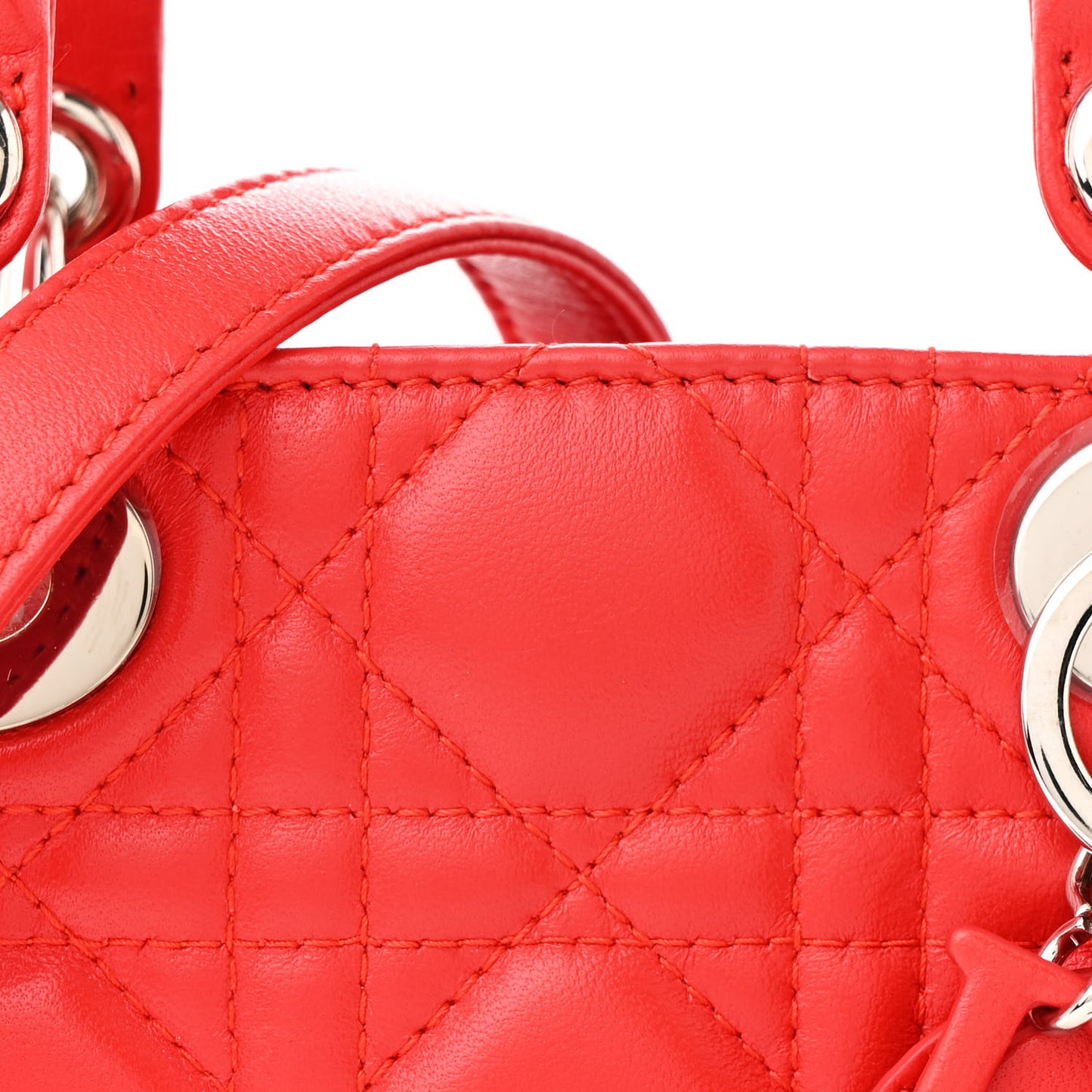 Lambskin Cannage Micro Lady Dior Red