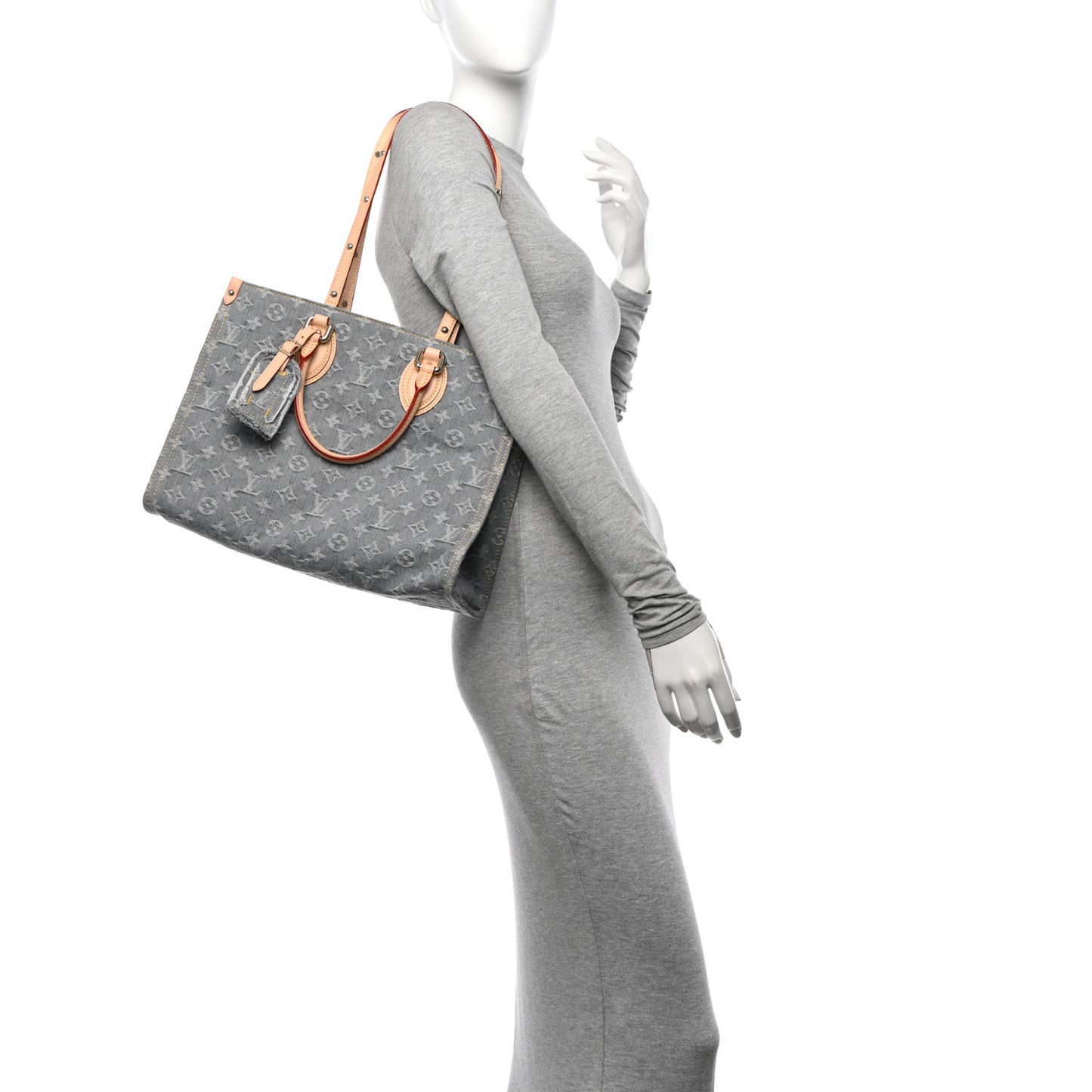 Monogram Denim Onthego MM Washed Gray