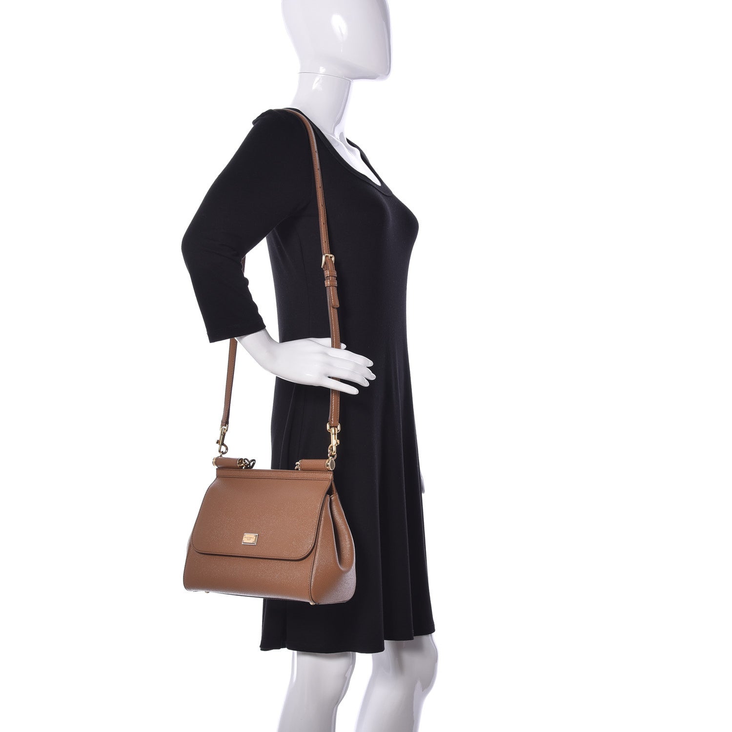 Dolce & Gabbana Dauphine Calfskin Medium Miss Sicily Satchel Caramello 2 of 9