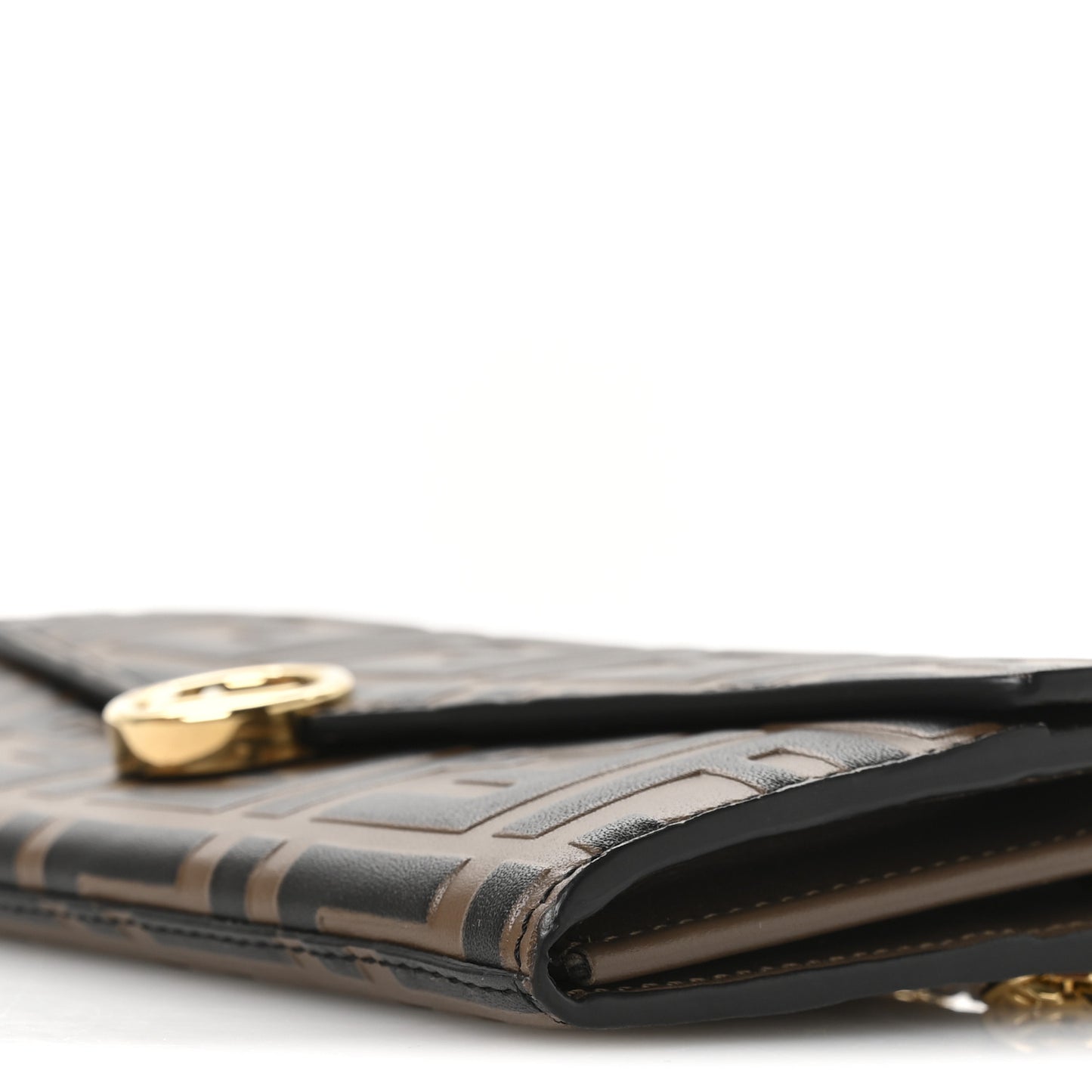Vitello Soft F is Fendi Bi-Color FF 1974 Embossed Continental Envelope Wallet On Chain Maya Black