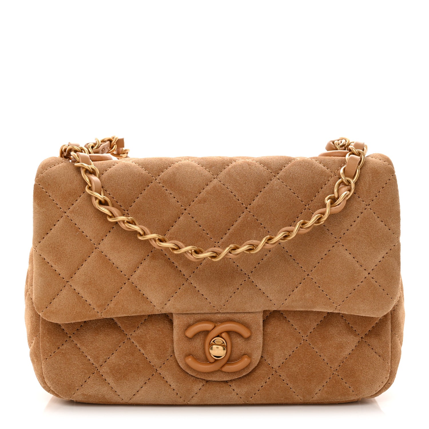 Chanel Suede Quilted Mini Flap Dark Beige 1891030 – FASHIONPHILE
