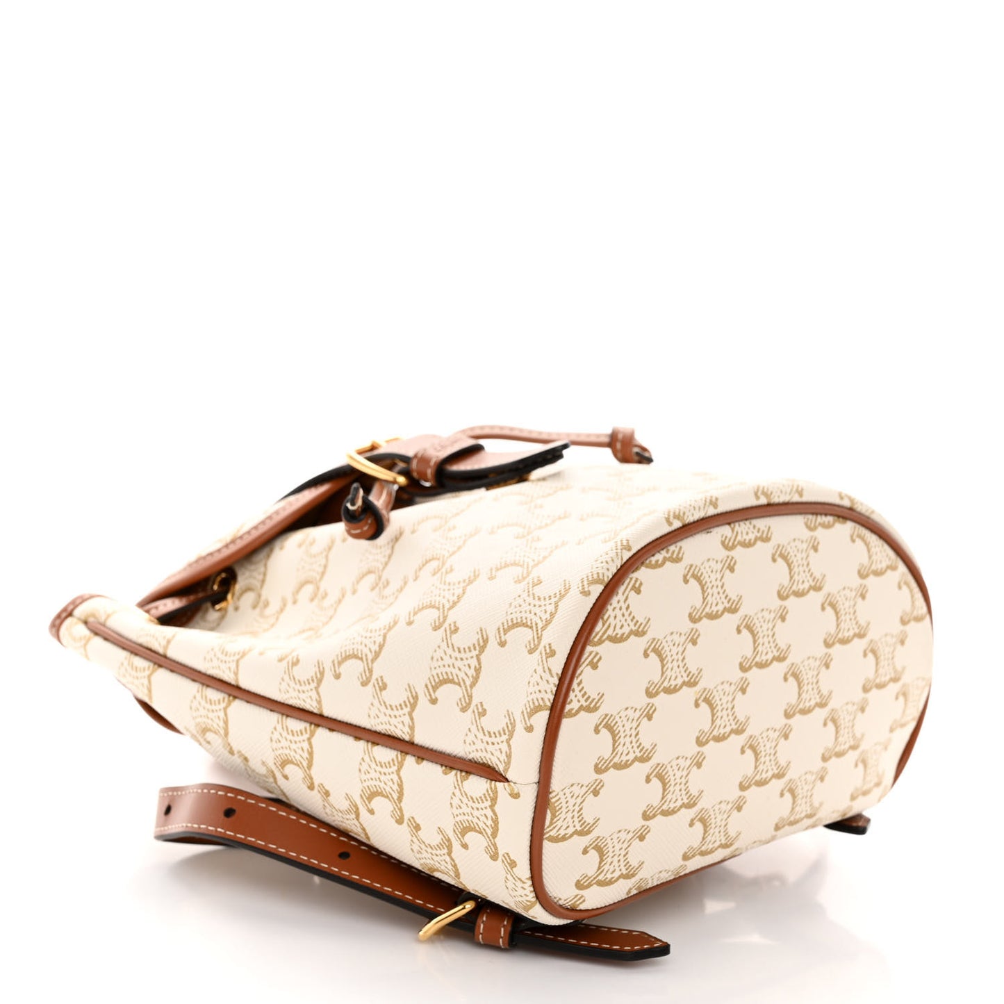 Triomphe Canvas Calfskin Mini Folco Backpack White