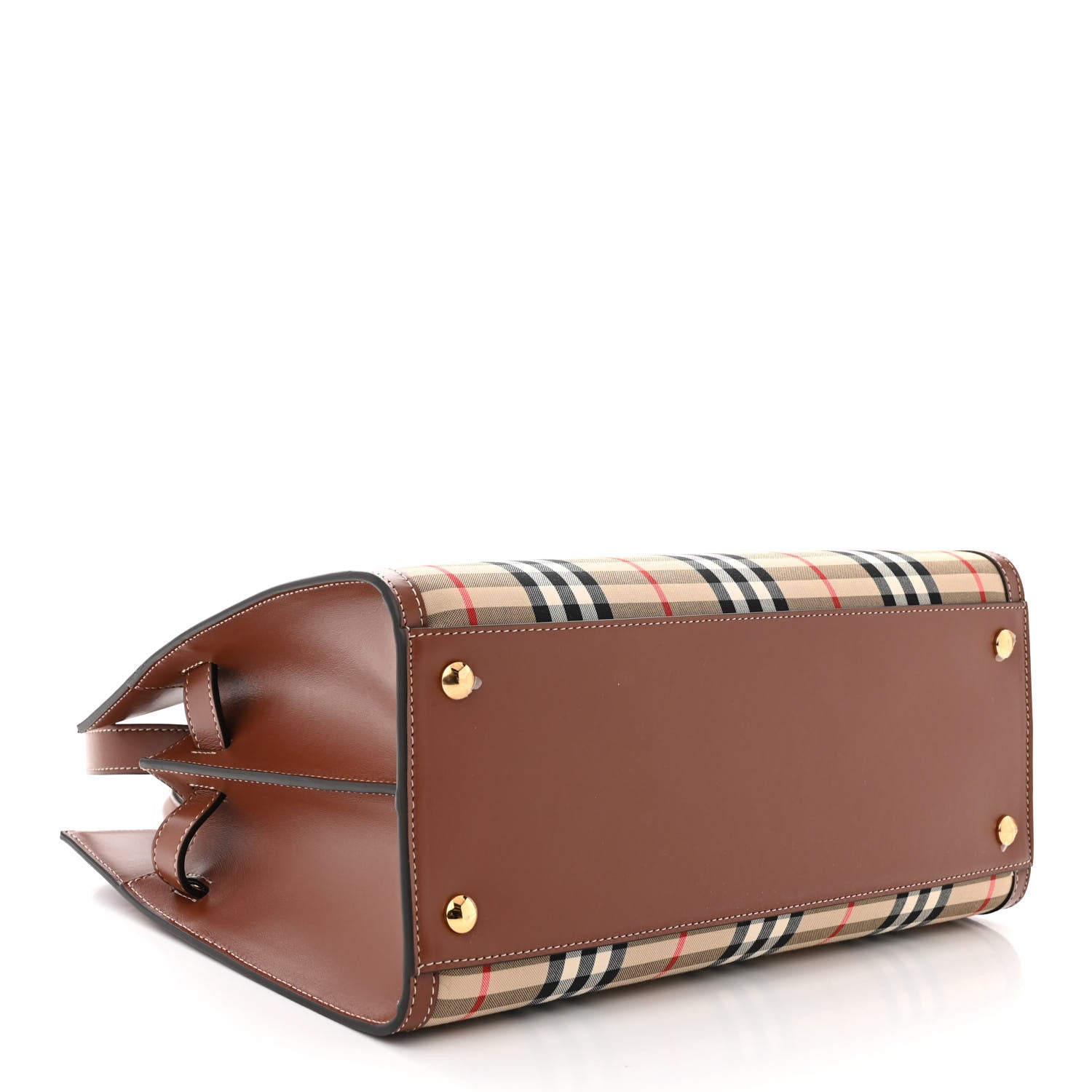 Burberry Calfskin Vintage Check Two Handle Title Bag Archive Beige 4 of 12