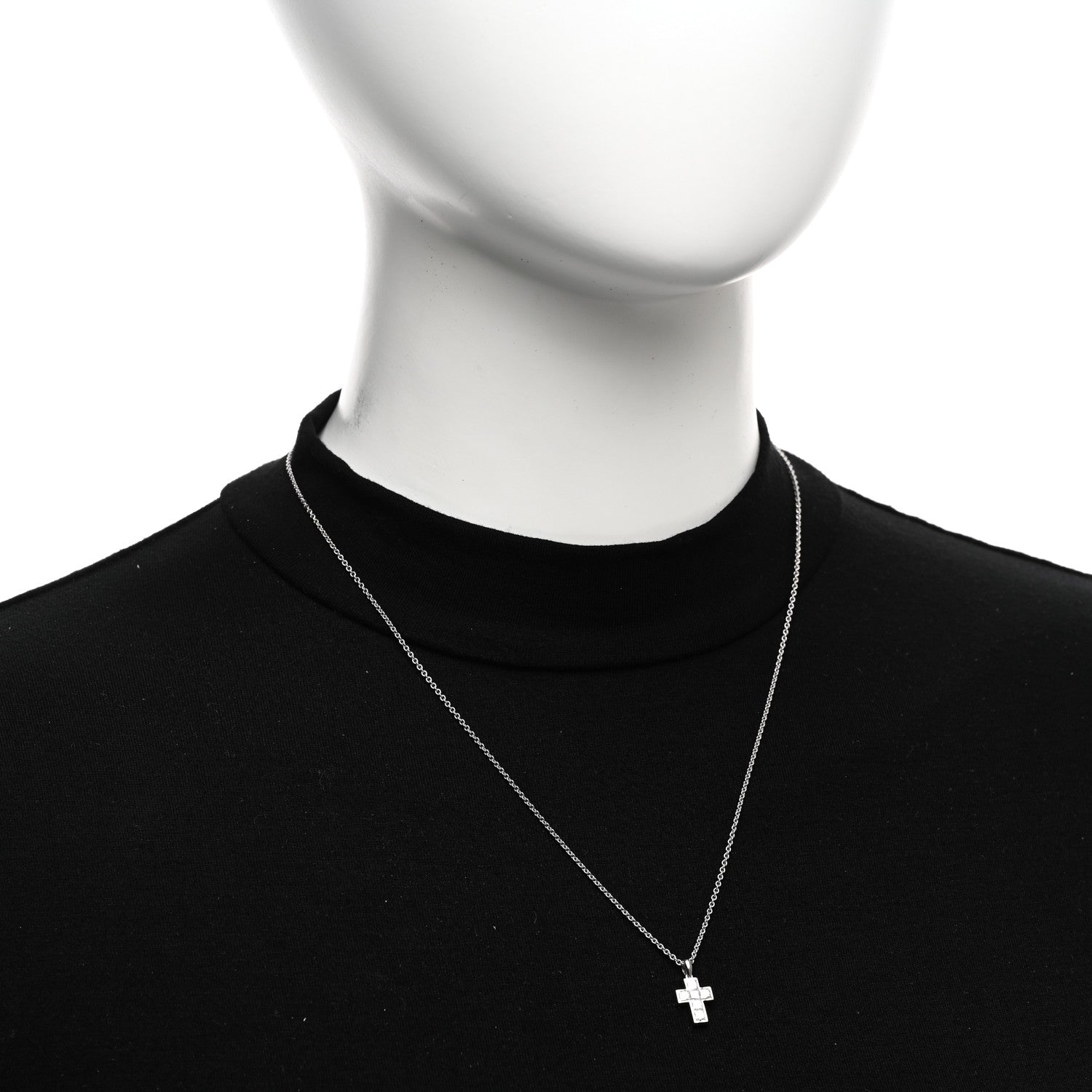 Cartier Platinum Diamond Cross Pendant Necklace 2 of 4
