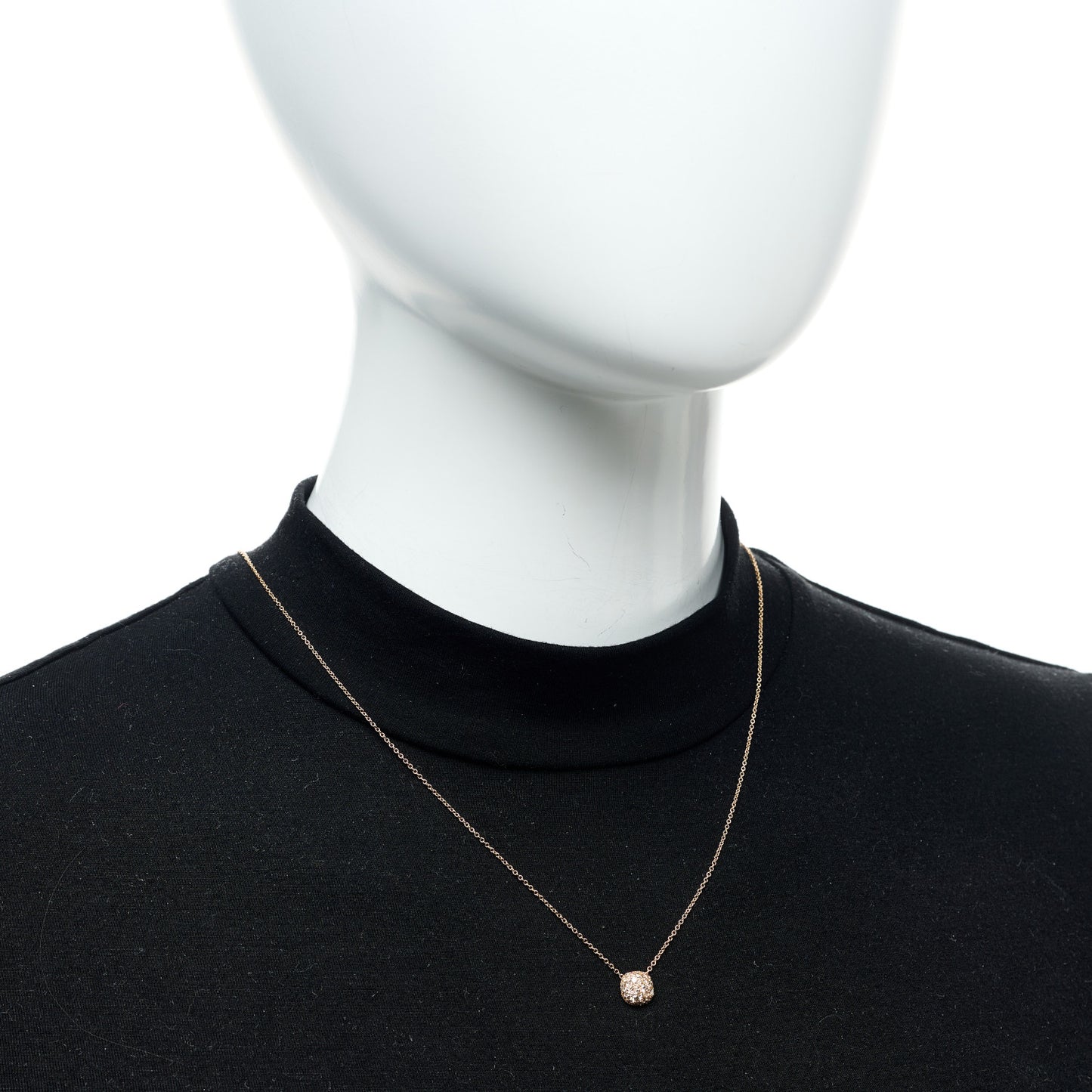 18K Rose Gold Diamond Petite Pave Cushion Pendant Necklace