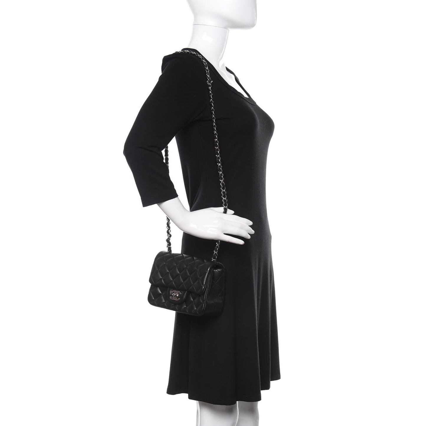 Lambskin Quilted Mini Square Flap Black