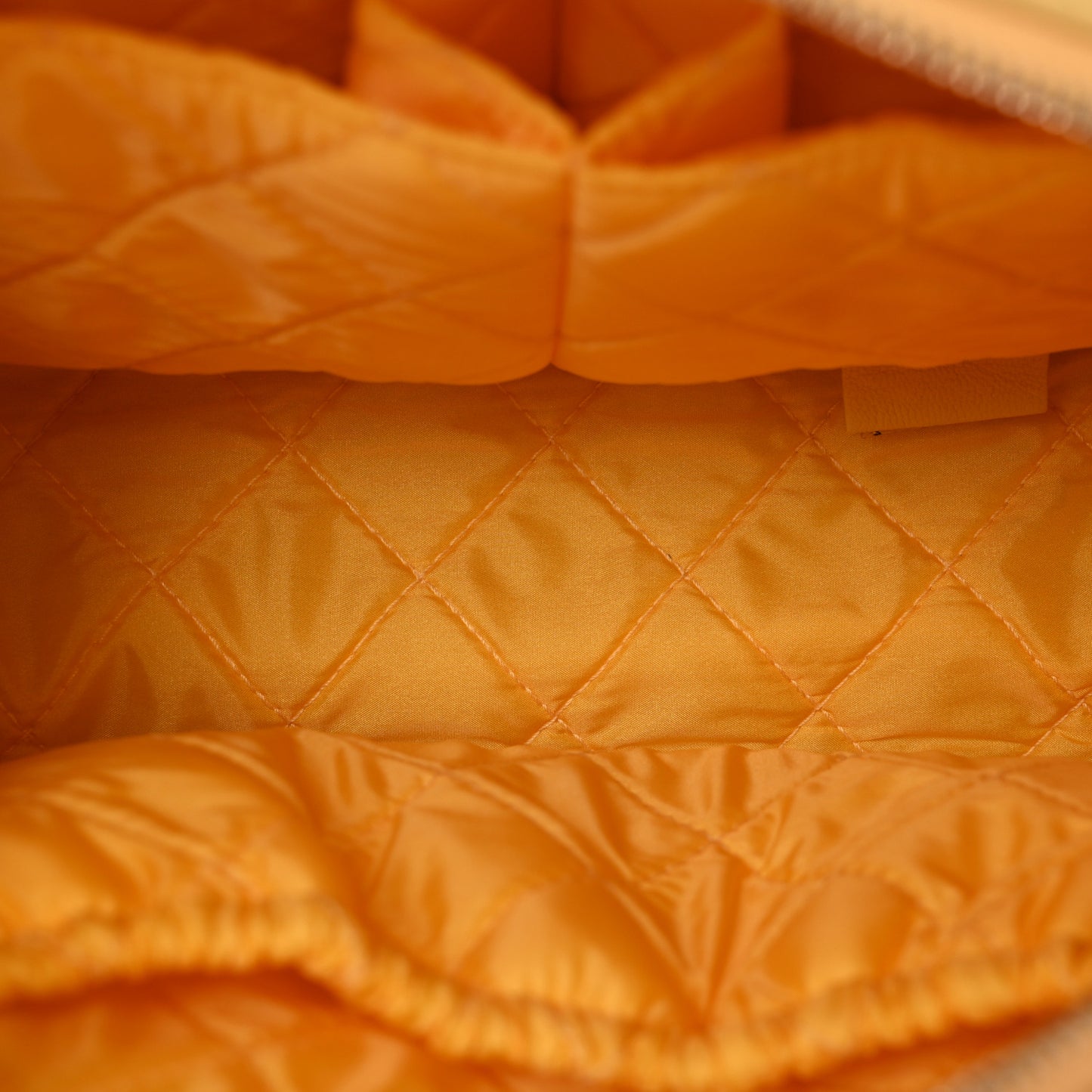 Lambskin Quilted Curvy Pouch Cosmetic Case Yellow