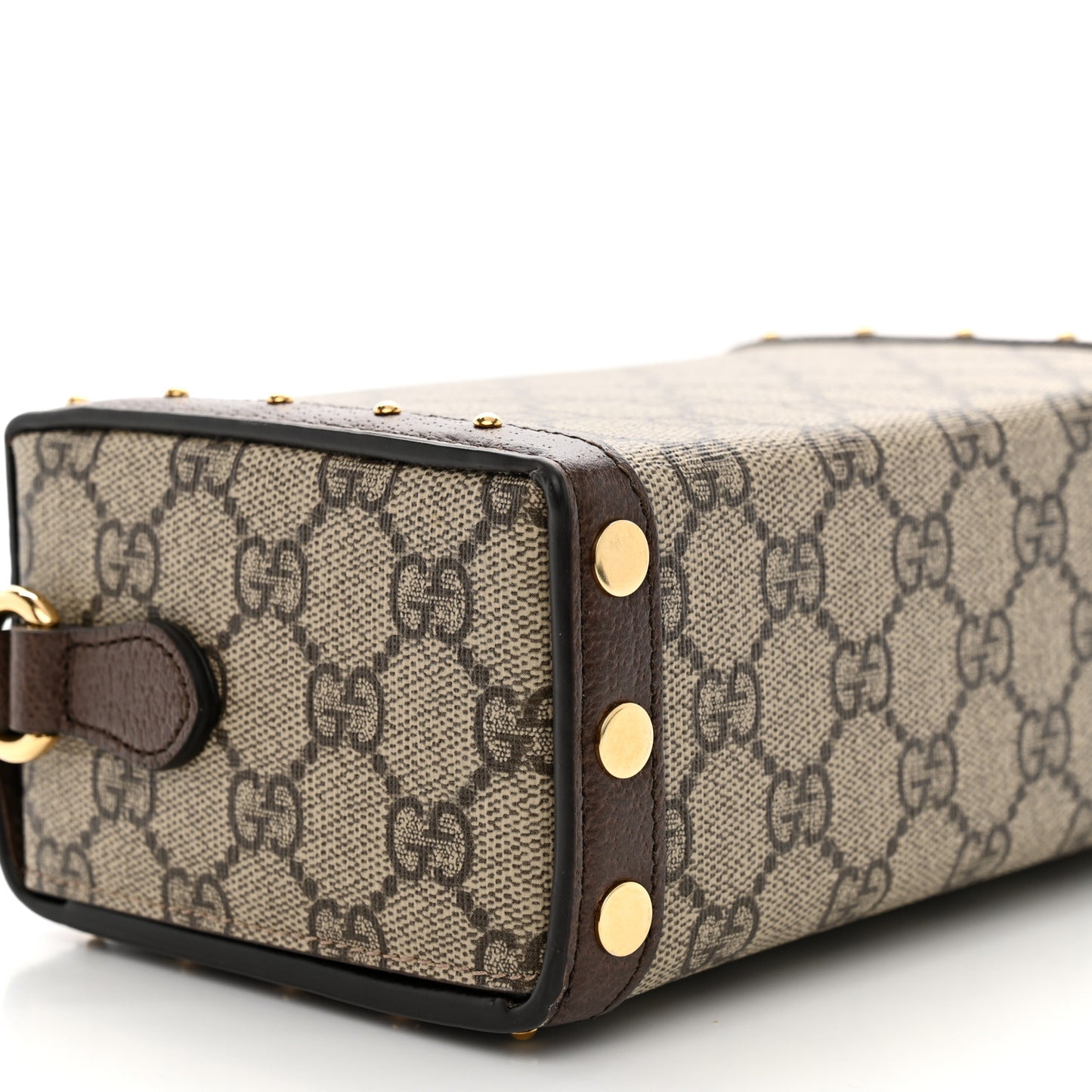 GG Supreme Monogram Textured Dollar Calfskin Mini Trunk Shoulder Bag Beige Ebony New Acero