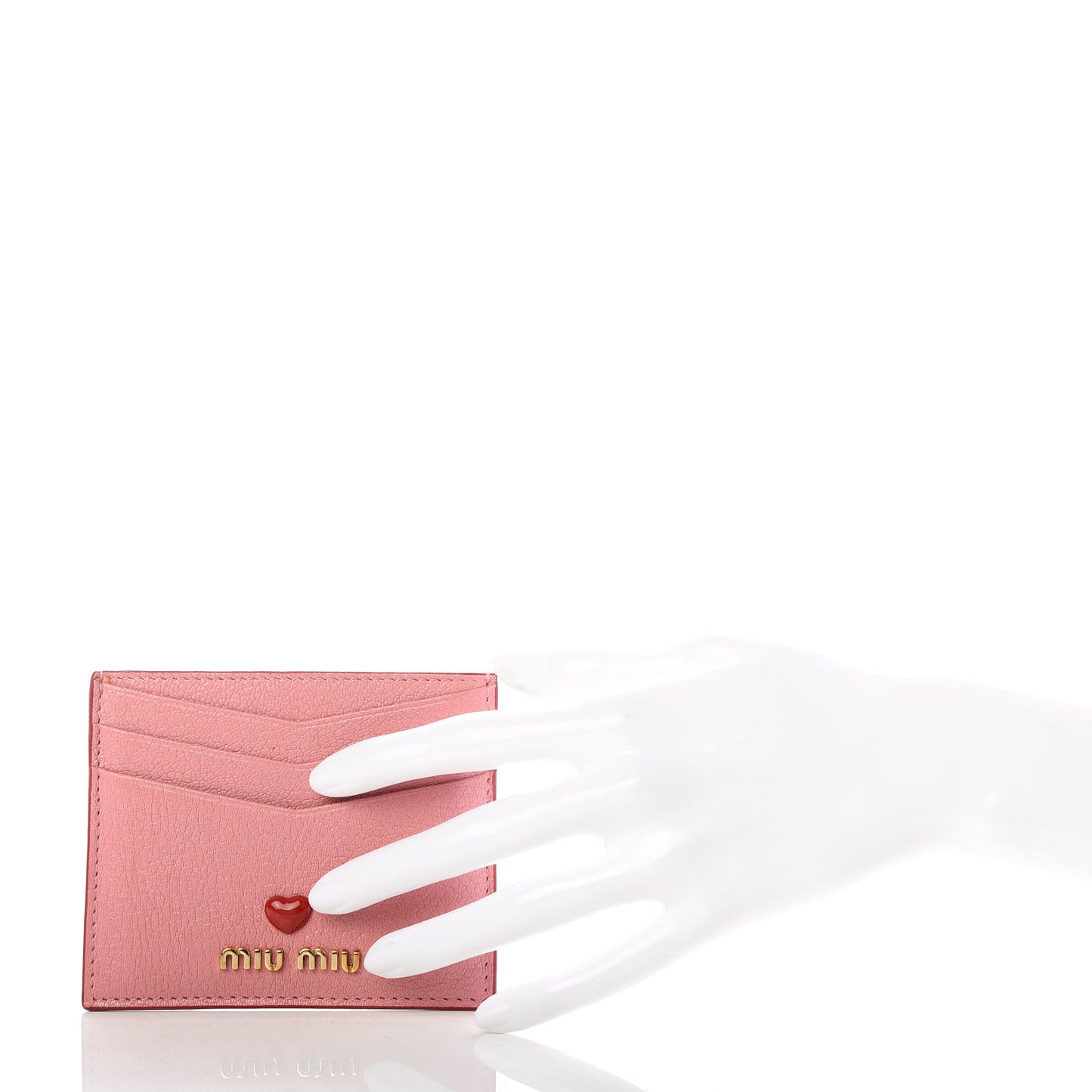 Goatskin Madras Heart Card Case Rosa