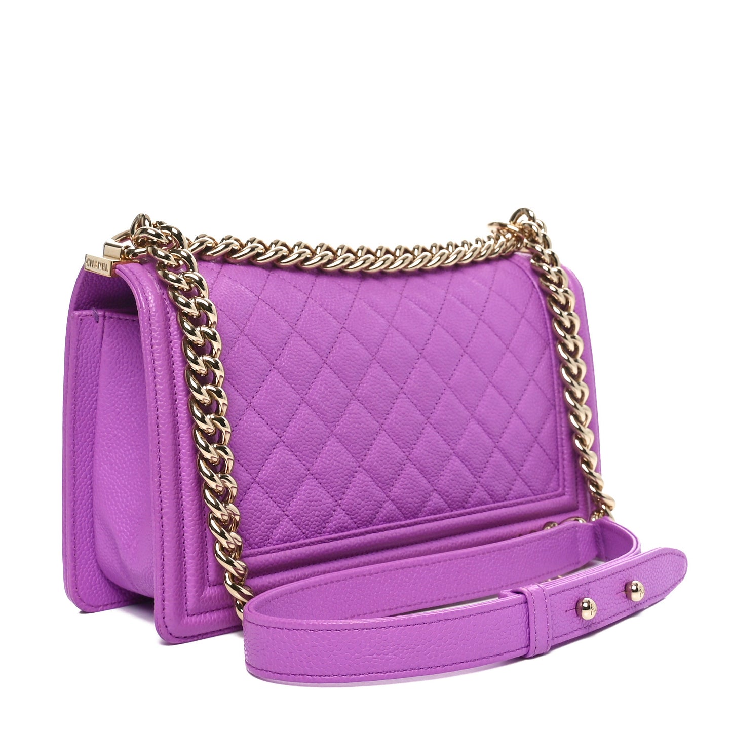 Caviar Quilted Medium Boy Flap Purple