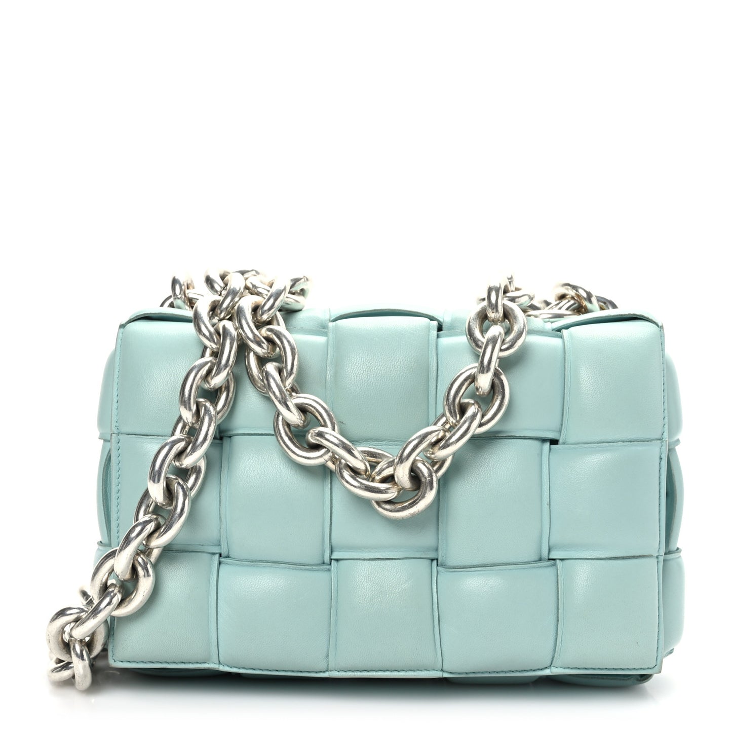 Lambskin Maxi Intreccio Padded Chain Cassette Crossbody Bag Spearmint