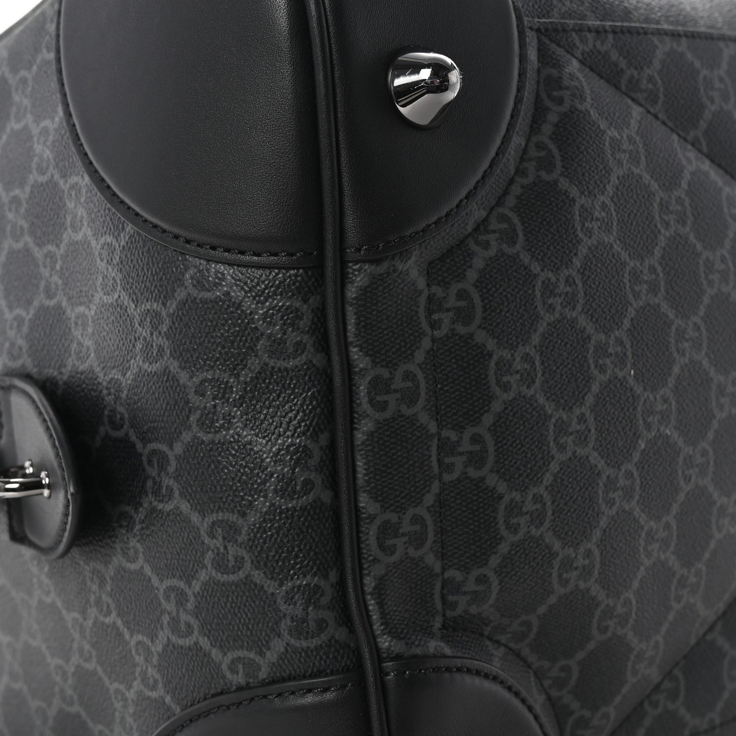 GG Supreme Monogram Calfskin GG Emblem Medium Duffle Bag Black