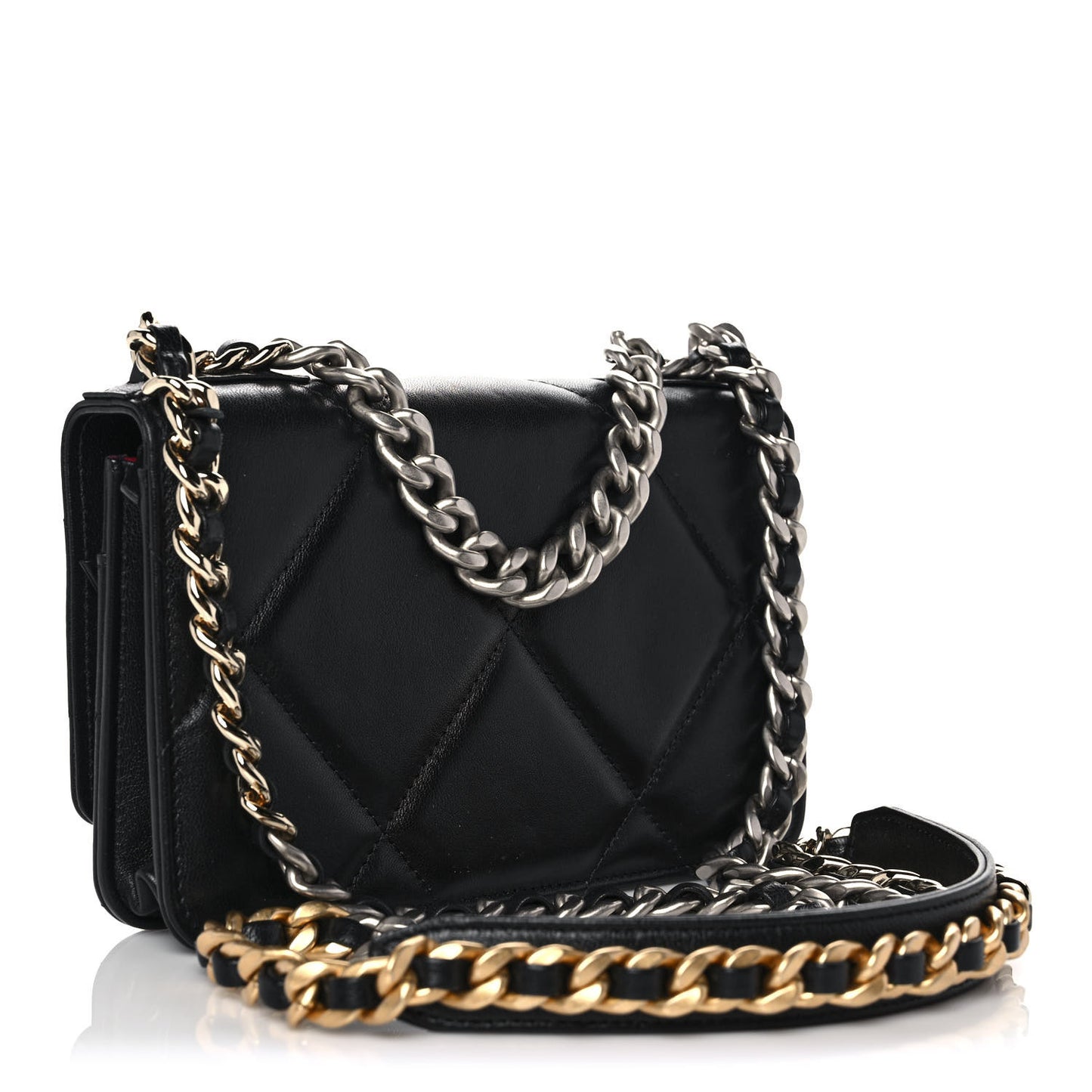 Lambskin Quilted Chanel 19 Wallet On Chain WOC Black