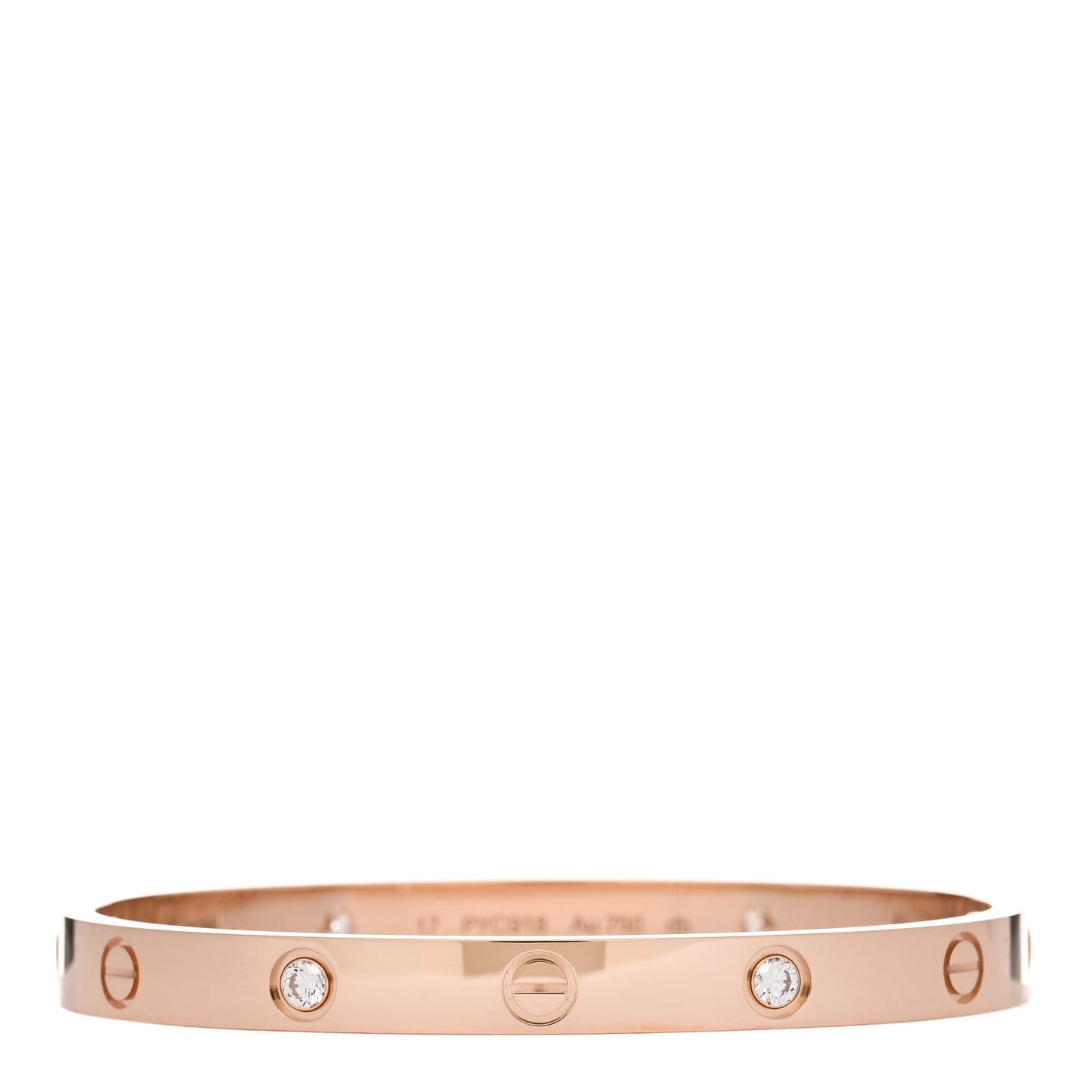 18K Pink Gold 4 Diamond LOVE Bracelet 17