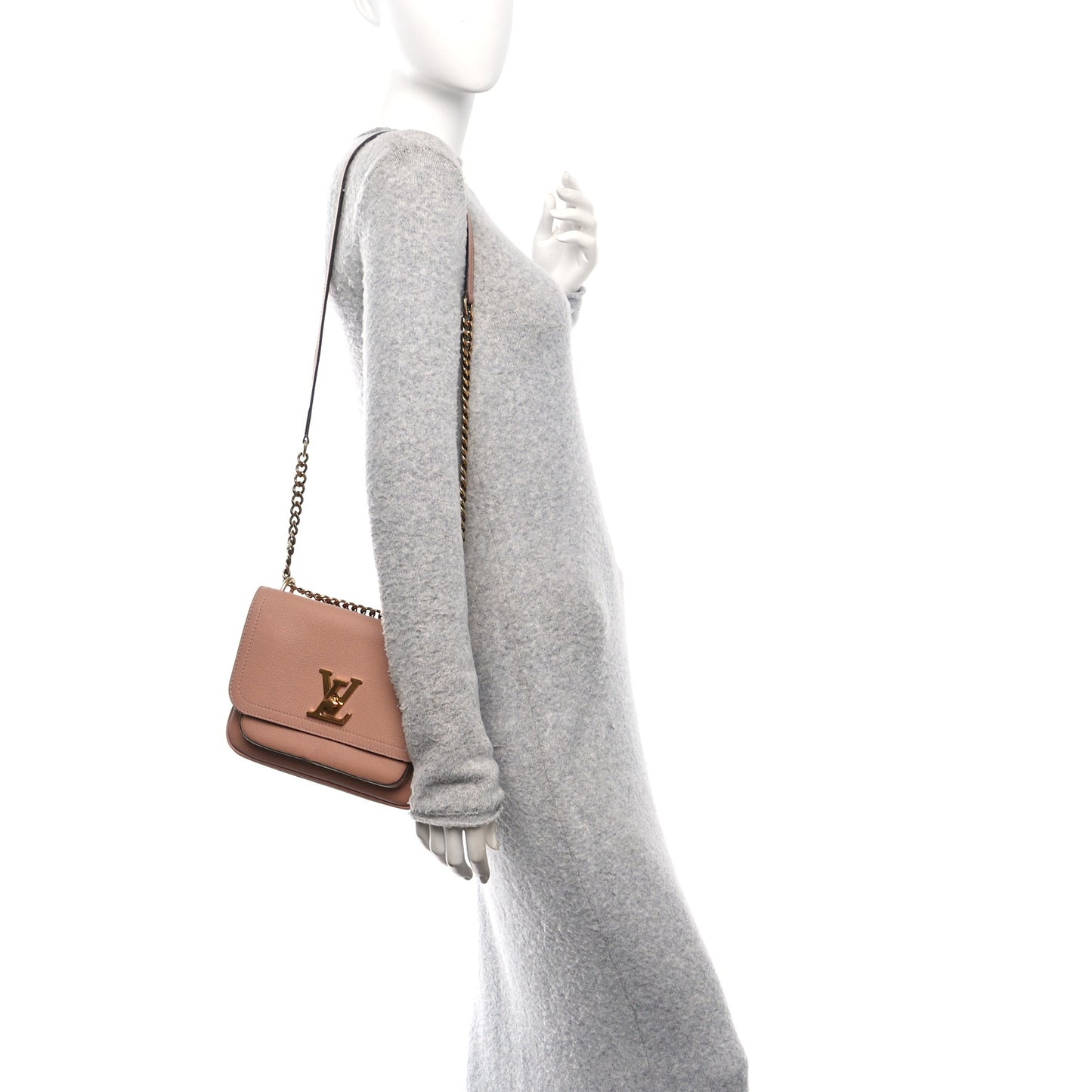 Grained Calfskin Lockme Chain Bag PM Rose Silk