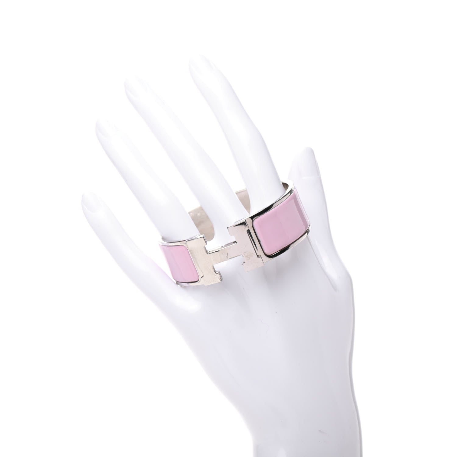 Hermes Enamel Wide Clic Clac H Bracelet PM Rose Dragee 2 of 5