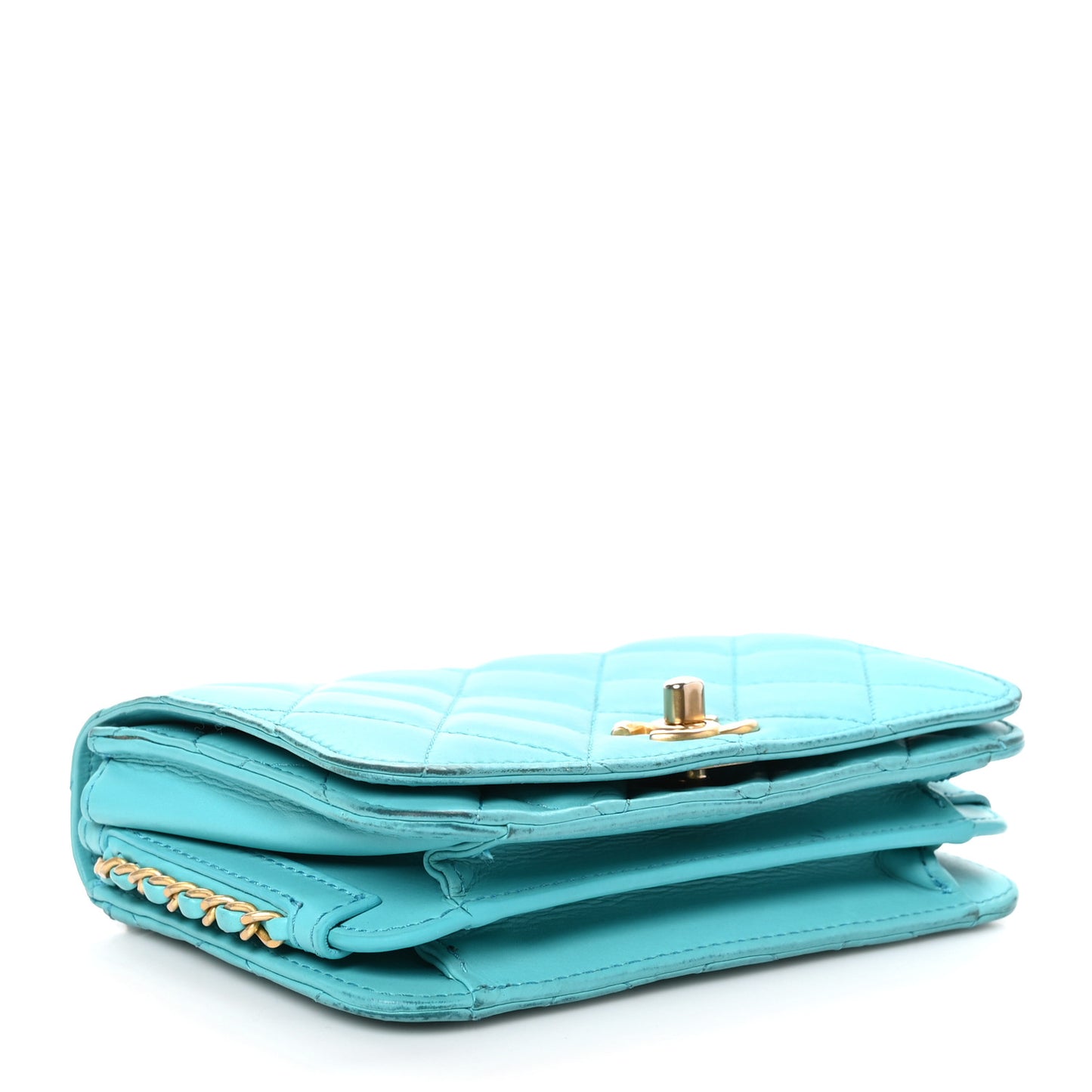 Calfskin Quilted Everyday Chic Single Flap Turquoise
