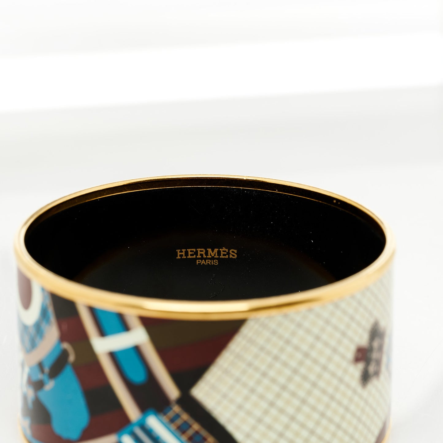 Enamel Printed Extra Wide Pour Sartir Bracelet 65 Bleu Marron