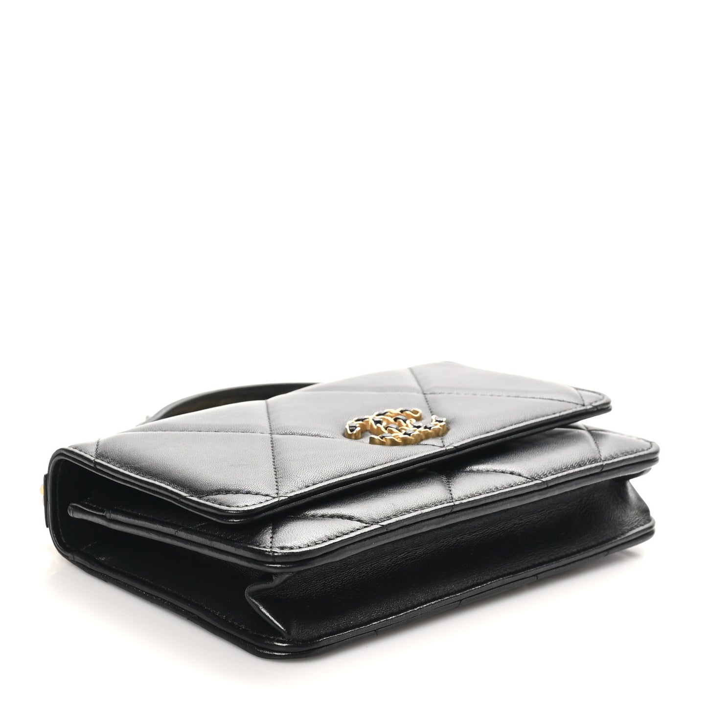 Lambskin Quilted Chanel 19 Wallet On Chain WOC Black