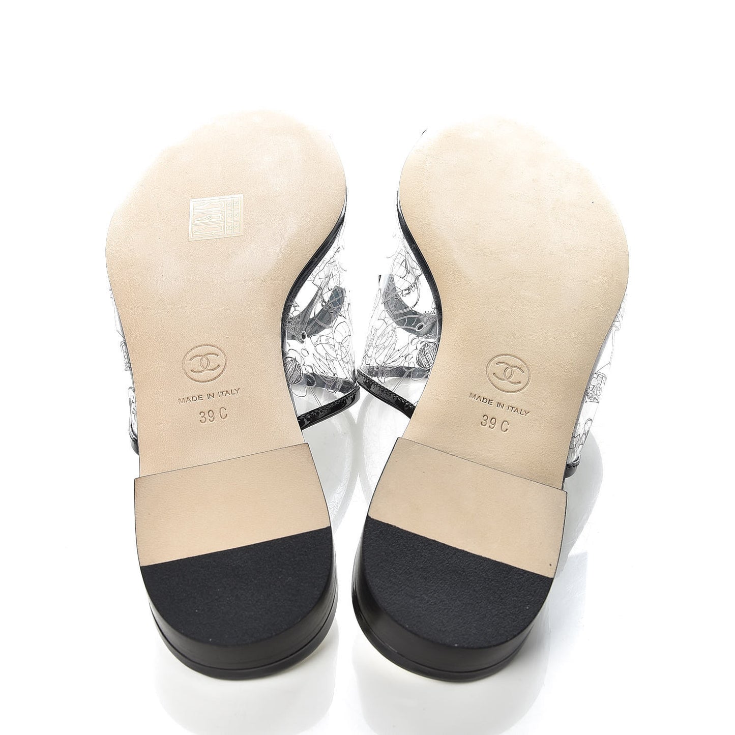 Patent Calfskin PVC Mule 39 Transparent Black