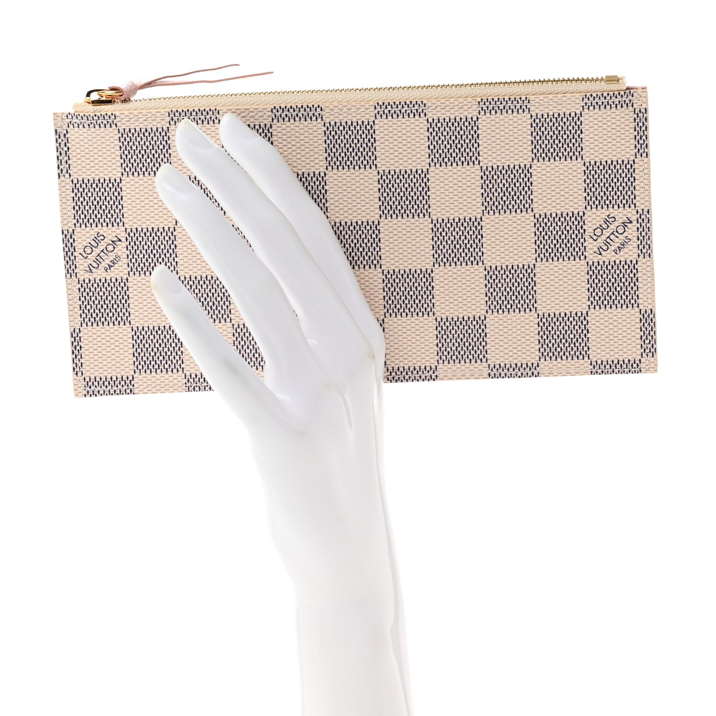 Damier Azur Felicie Chain Wallet Zippered Insert Rose Ballerine