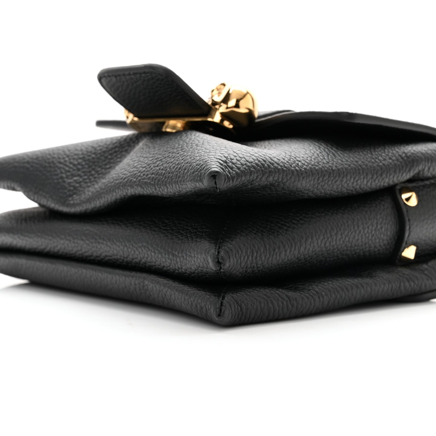 Calfskin Small Twin Skull Chain Crossbody Black