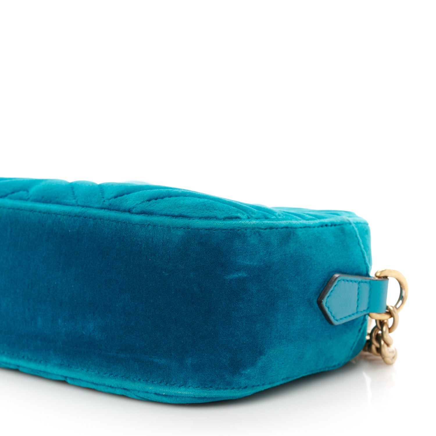 Gucci Velvet Matelasse Small GG Marmont Chain Shoulder Bag Pavone Cyan 11 of 11