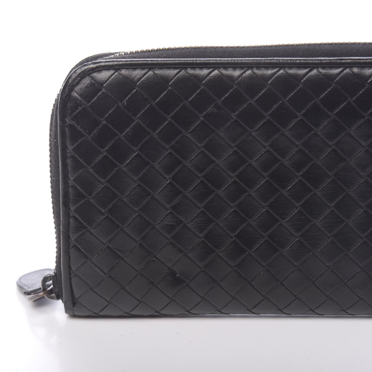 Nappa Intrecciato Zip Around Wallet Black