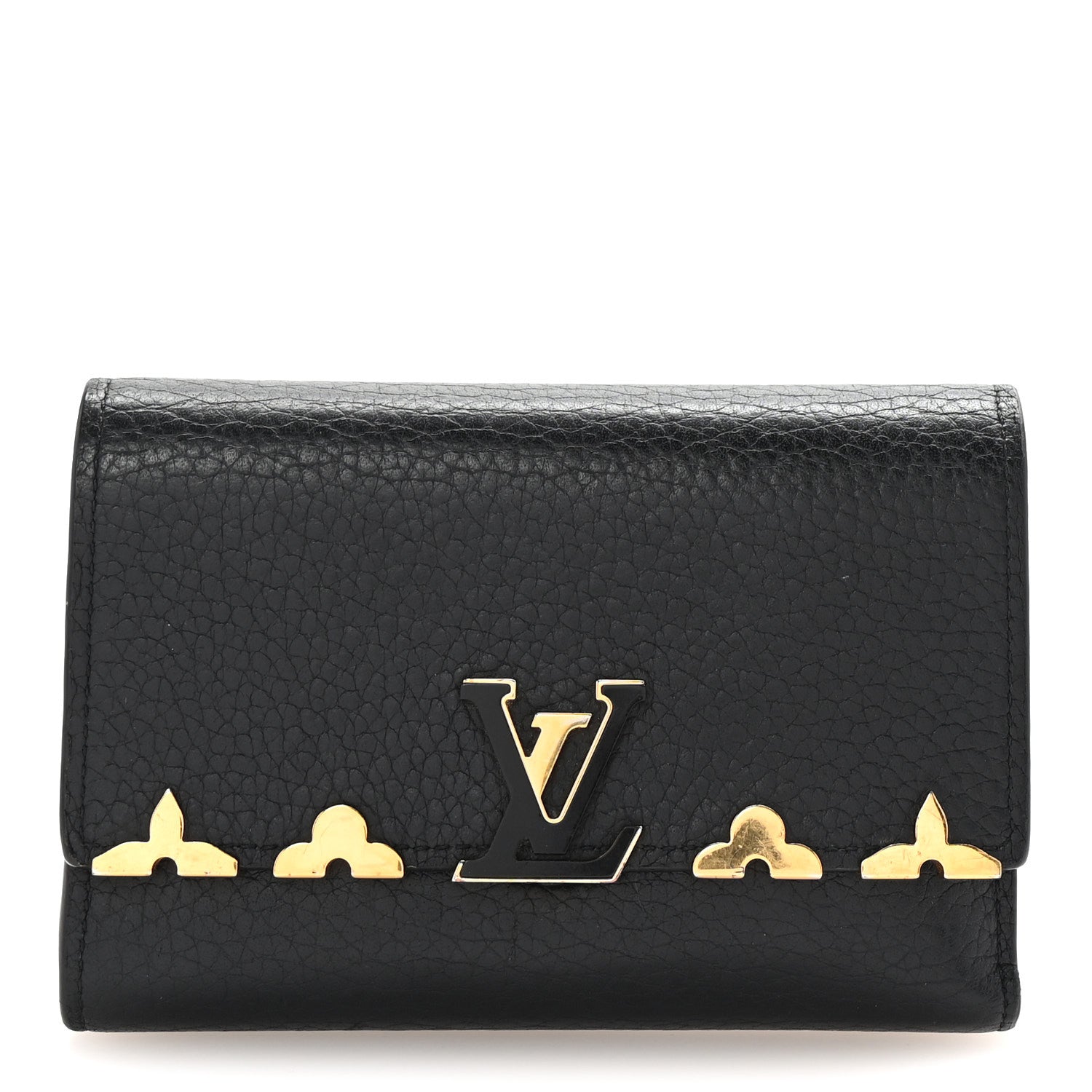 Louis Vuitton Taurillon Embellished Capucines Compact Wallet Black 1 of 7