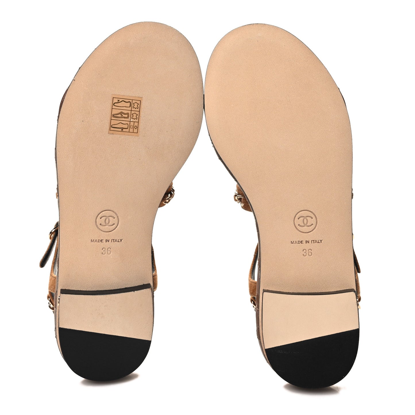 Suede Calfskin Chain Sandals 36 Brown