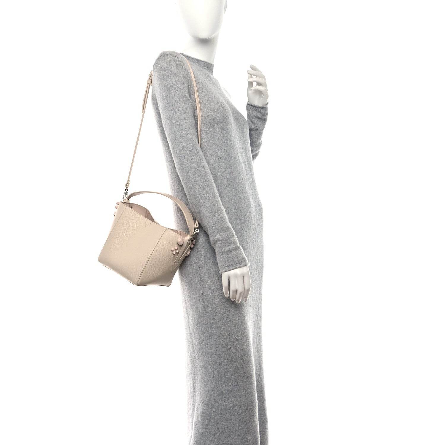 Christian Louboutin Calfskin Spiked Mini Cabachic Mini Bucket Bag Leche 2 of 8